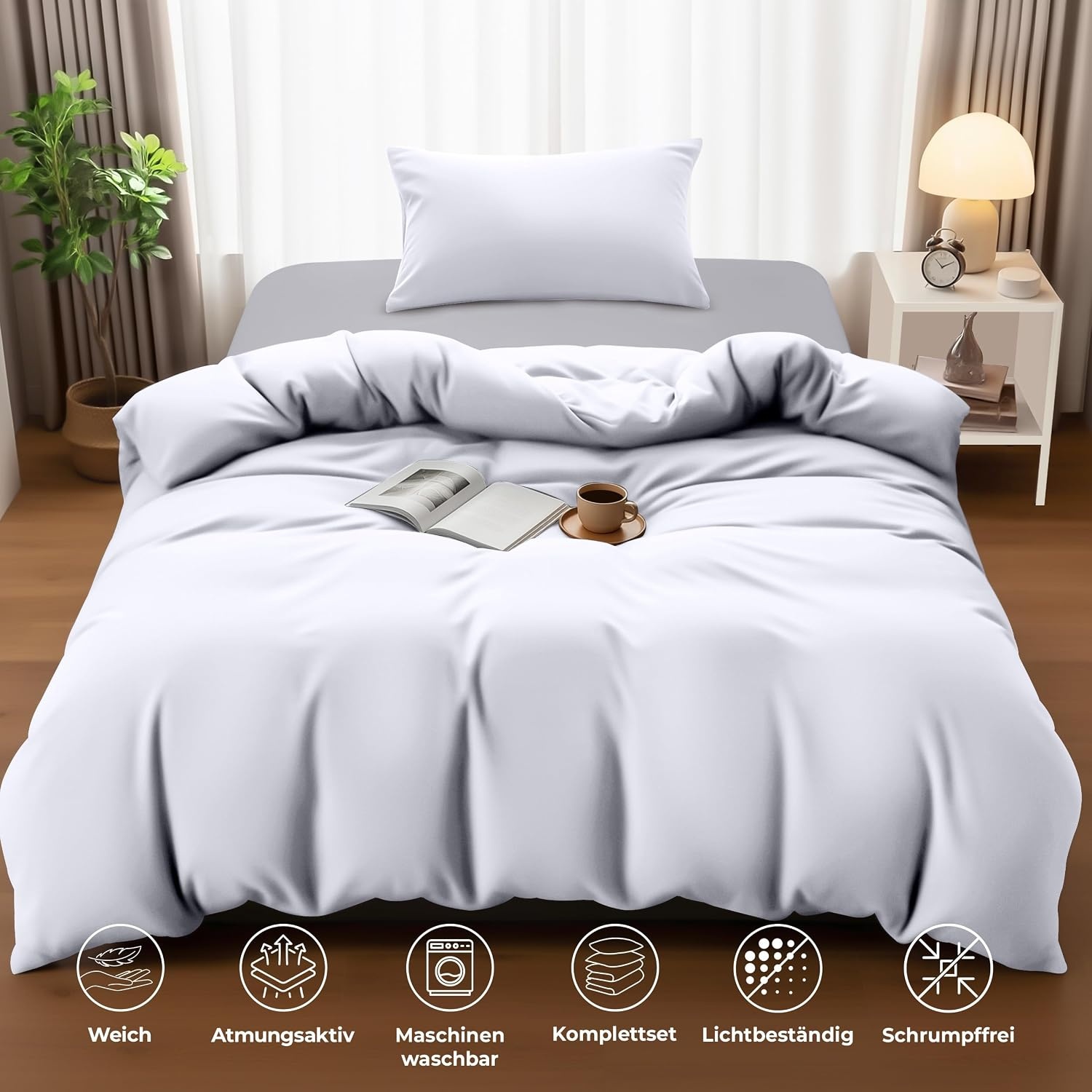 image:imageUtopia Bedding Bettwsche 135x200 cm 1 Kissenbezug 80x80 cm BlaugrnWei