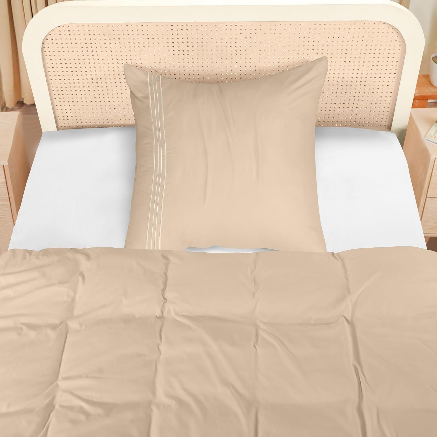 image:imageUtopia Bedding Bettwsche 220x240 Set Mikrofaser Bettbezug 240x220 cm 2 Bestickte Kissenbezge 65x65 cm SchwarzBeige