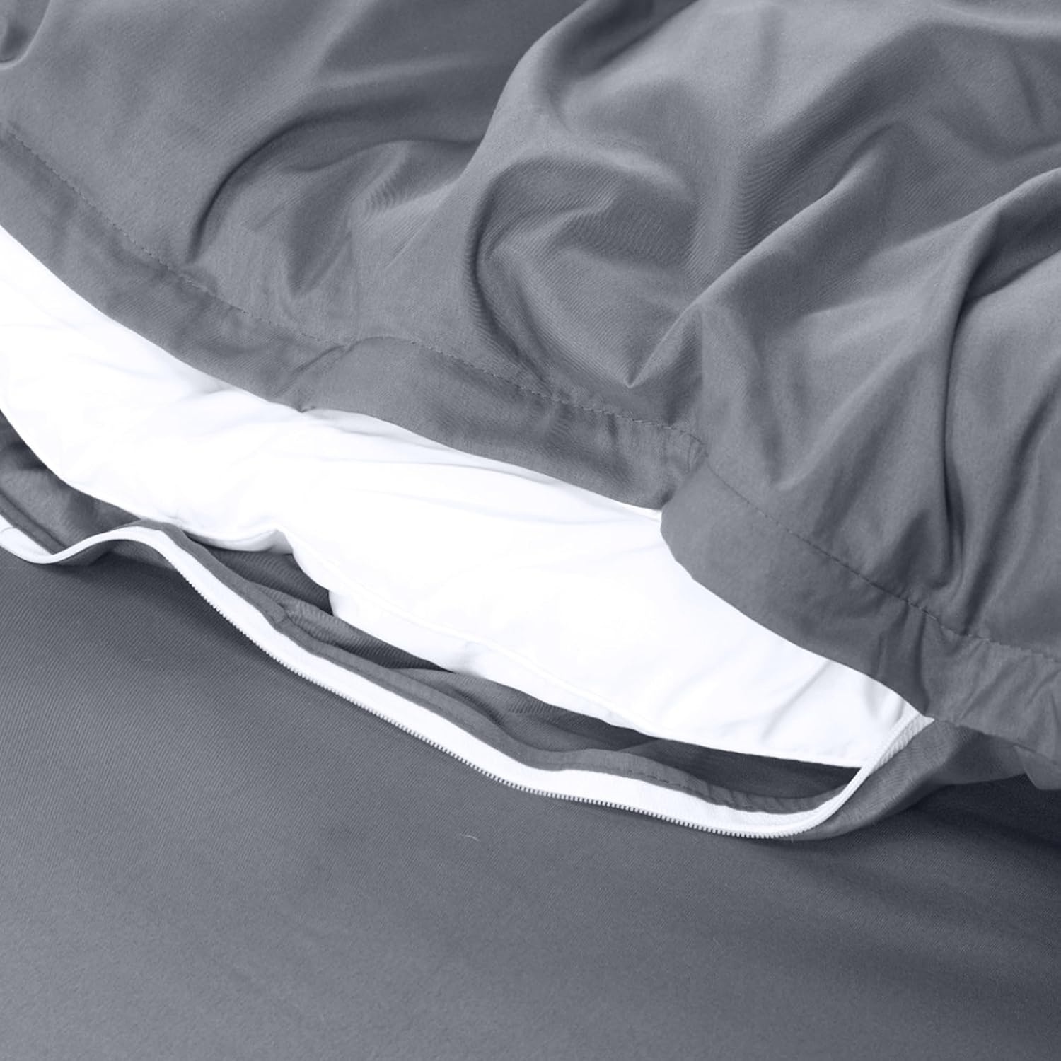 image:imageUtopia Bedding Bettwsche 220x240 Set Mikrofaser Bettbezug 240x220 cm 2 Bestickte Kissenbezge 65x65 cm SchwarzGrau