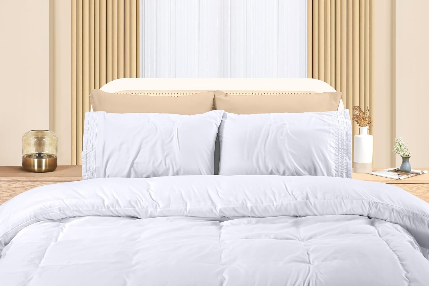 image:imageUtopia Bedding Bettwsche 220x240 Set Mikrofaser Bettbezug 240x220 cm 2 Bestickte Kissenbezge 65x65 cm SchwarzWei