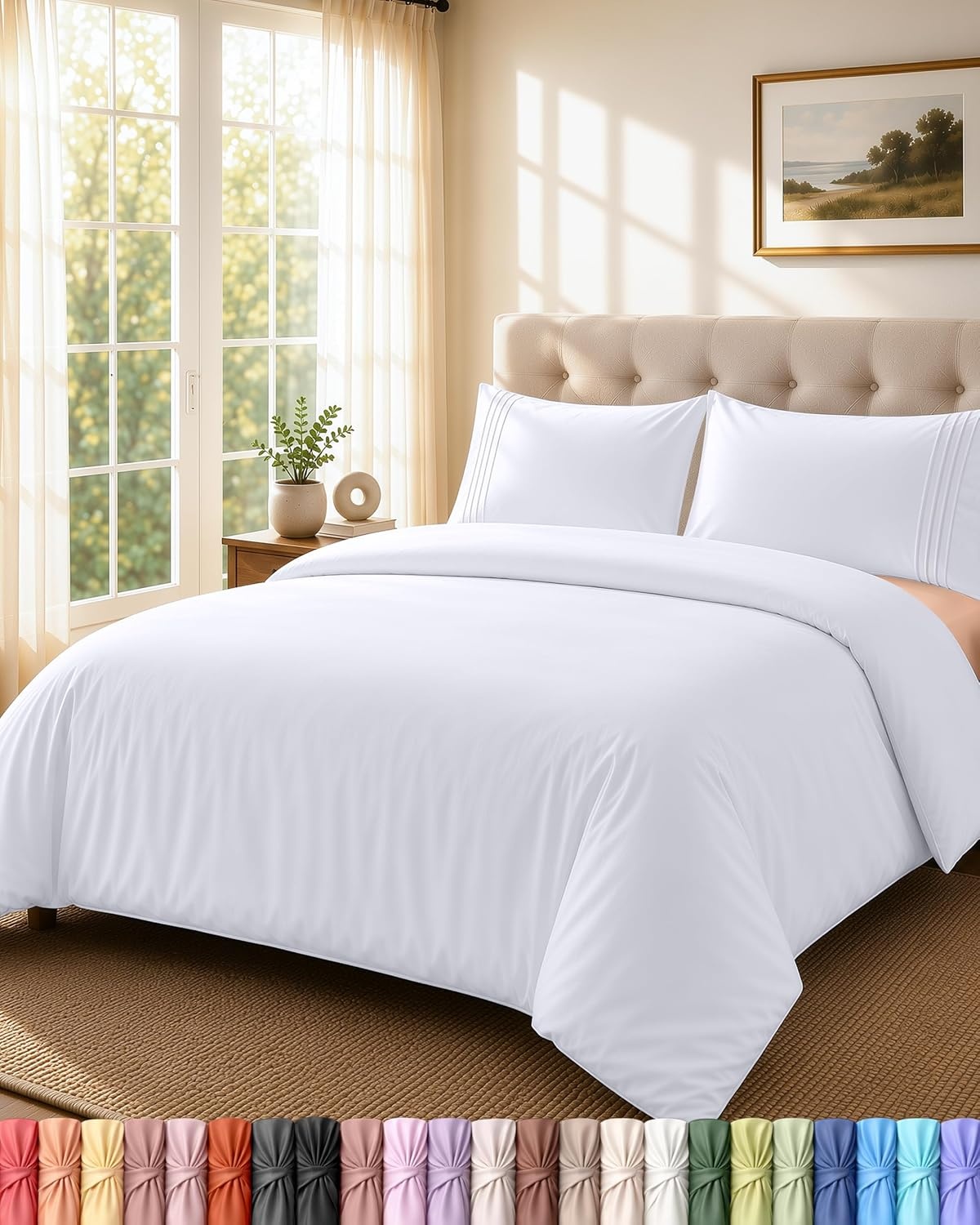 image:imageUtopia Bedding Bettwsche 220x240 Set Mikrofaser Bettbezug 240x220 cm 2 Bestickte Kissenbezge 65x65 cm SchwarzWei