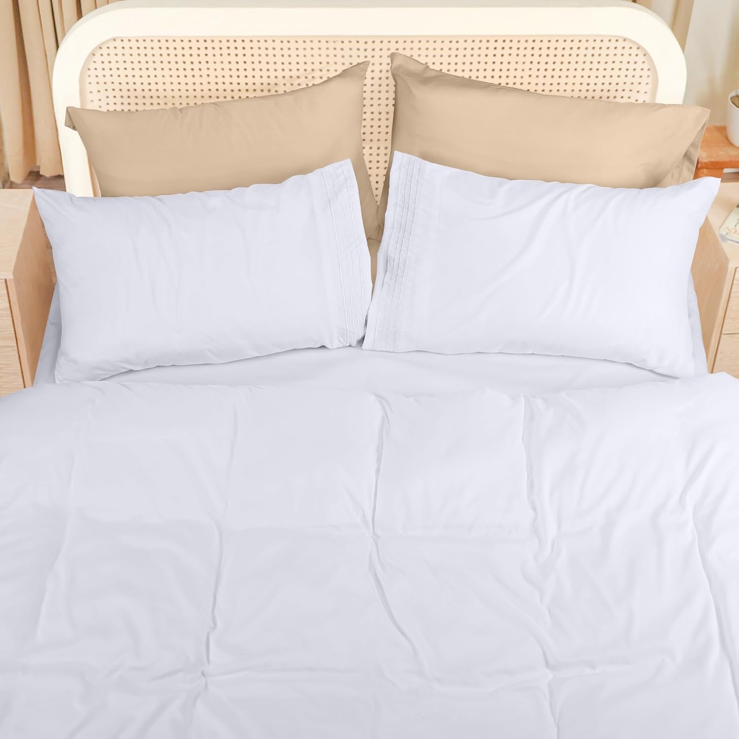 image:imageUtopia Bedding Bettwsche 220x240 Set Mikrofaser Bettbezug 240x220 cm 2 Bestickte Kissenbezge 65x65 cm SchwarzWei