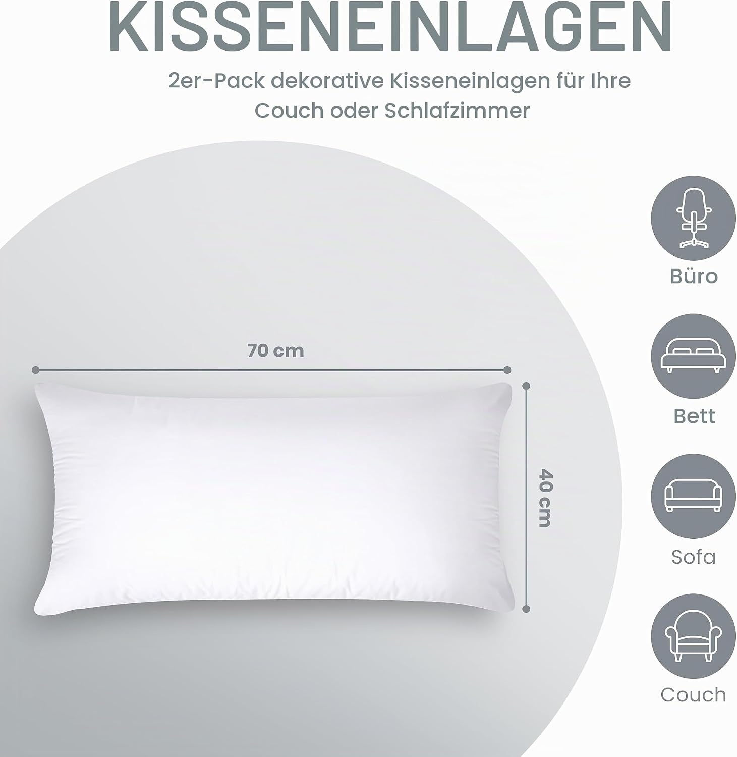 image:imageUtopia Bedding Kissenfllung 80x80 2er Set Innenkissen Kissen Sofakissen40x70 cm 2er Set