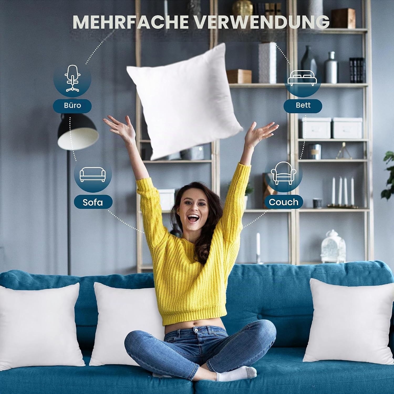 image:imageUtopia Bedding Kissenfllung 80x80 2er Set Innenkissen Kissen Sofakissen50x50 cm 4er Set