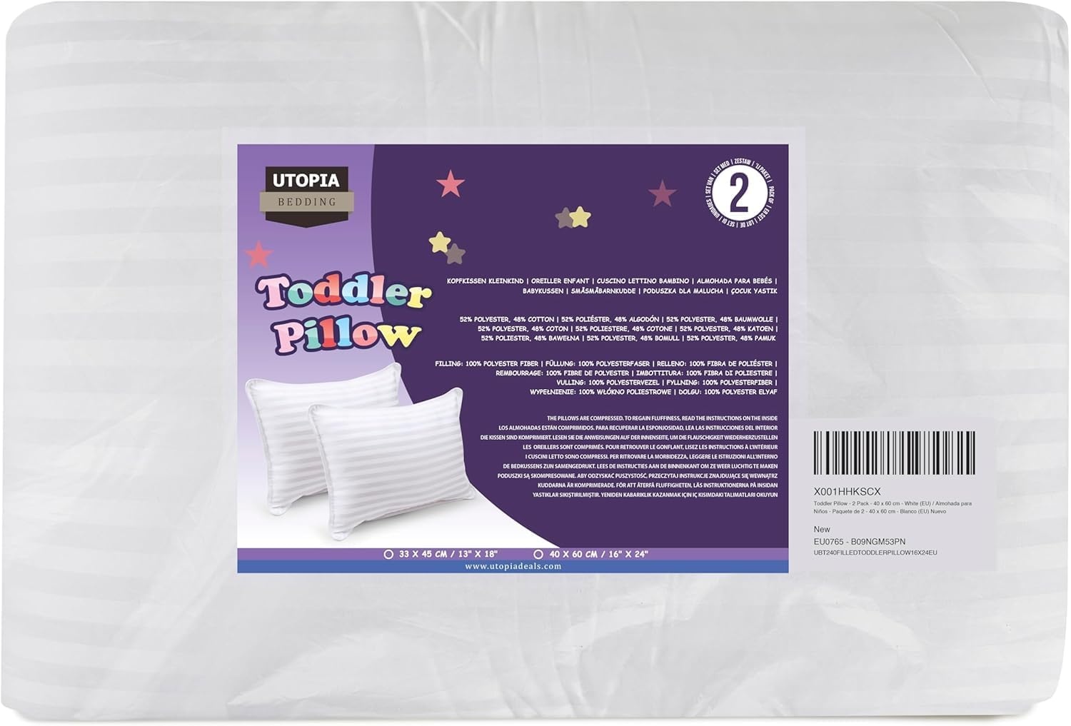 image:imageUtopia Bedding Kleinkindkissen 33 x 45 cm 2erSet Kinderkissen WeiWei