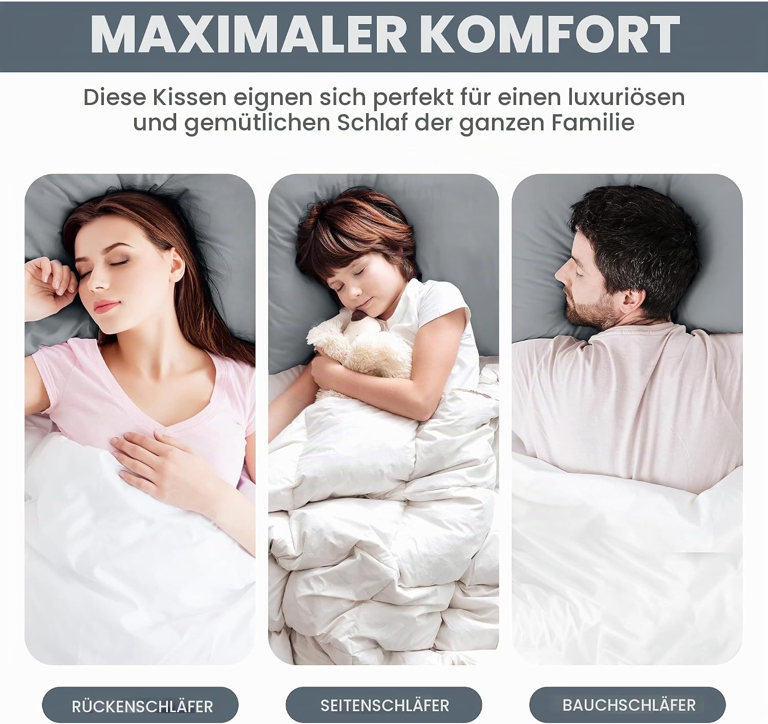 image:imageUtopia Bedding Kopfkissen 65x65 2er Set Schlafkissen Atmungsaktiv KissenGrau