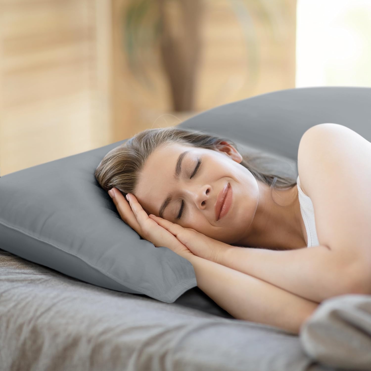 image:imageUtopia Bedding Kopfkissen 65x65 2er Set Schlafkissen Atmungsaktiv KissenGrau