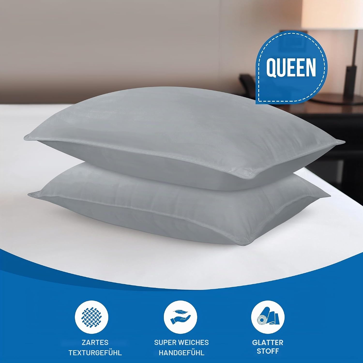 image:imageUtopia Bedding Kopfkissen 65x65 2er Set Schlafkissen Atmungsaktiv KissenGrau