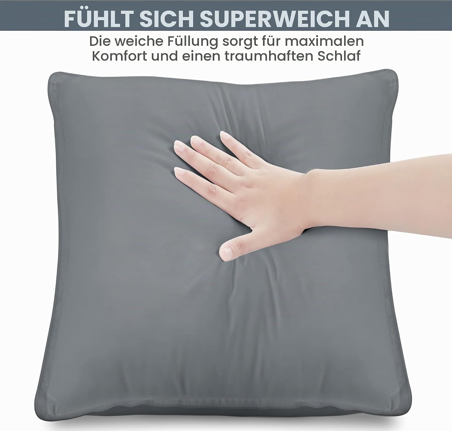 image:imageUtopia Bedding Kopfkissen 65x65 2er Set Schlafkissen Atmungsaktiv KissenGrau