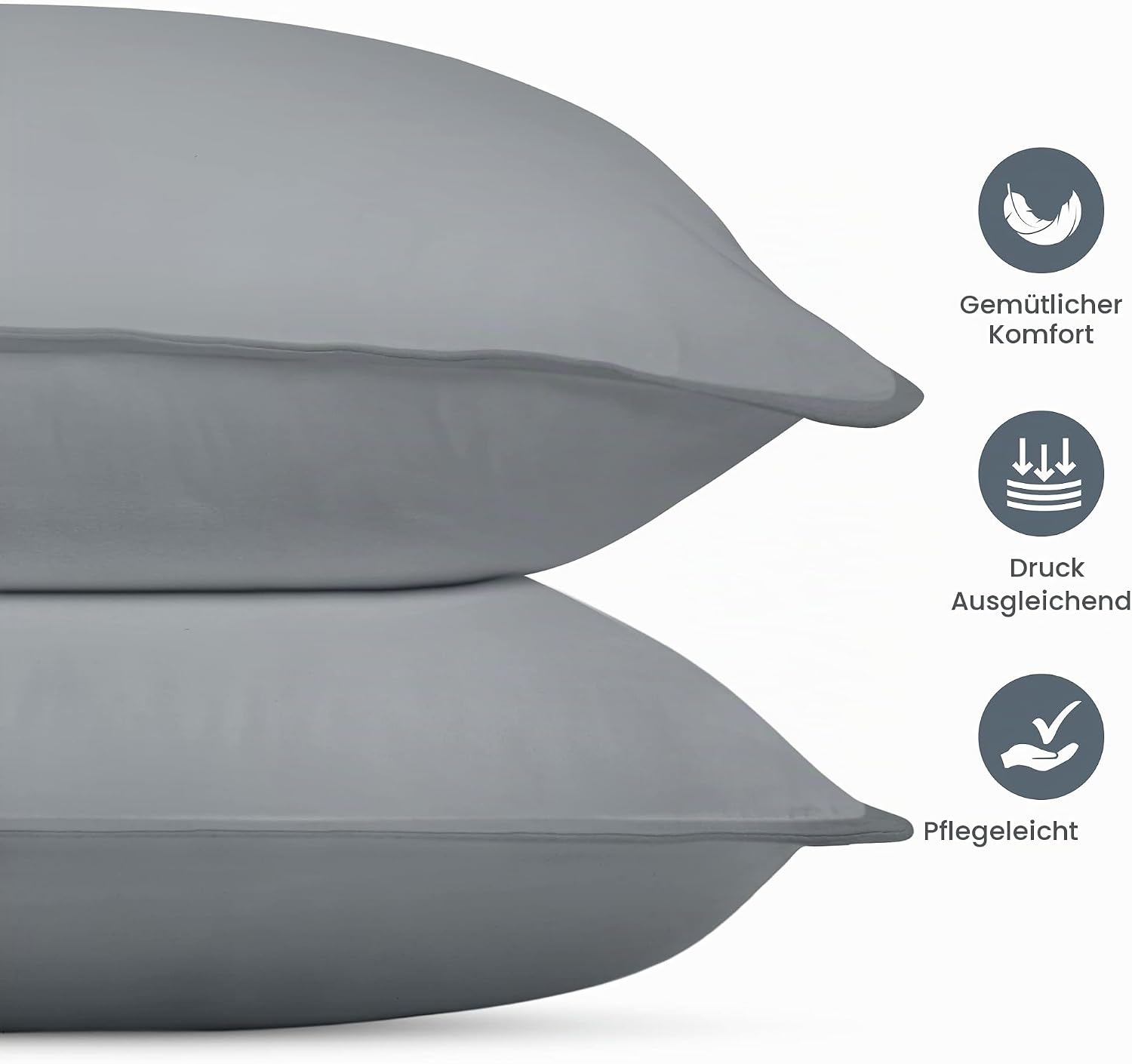image:imageUtopia Bedding Kopfkissen 65x65 2er Set Schlafkissen Atmungsaktiv KissenGrau