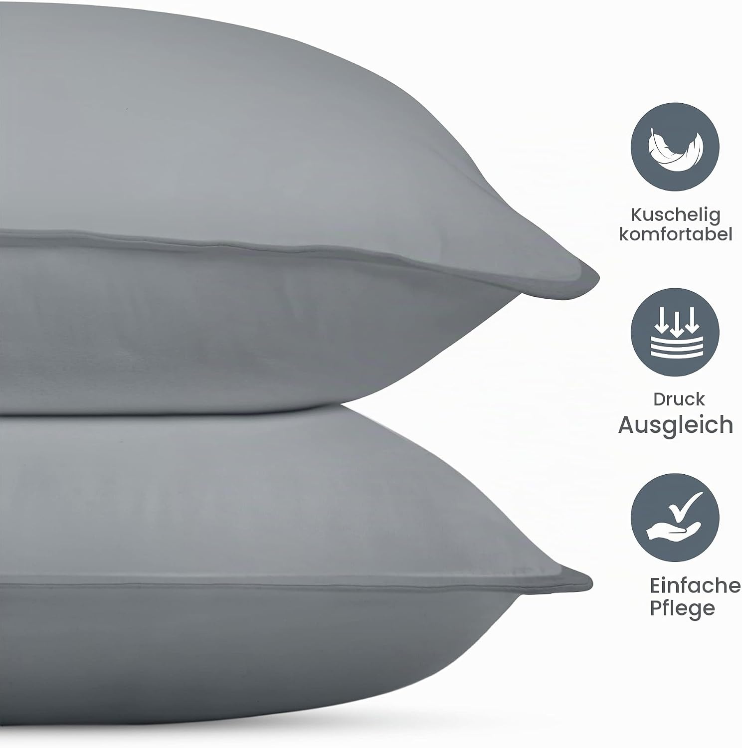 image:imageUtopia Bedding Kopfkissen 65x65 2er Set Schlafkissen Atmungsaktiv KissenGrau