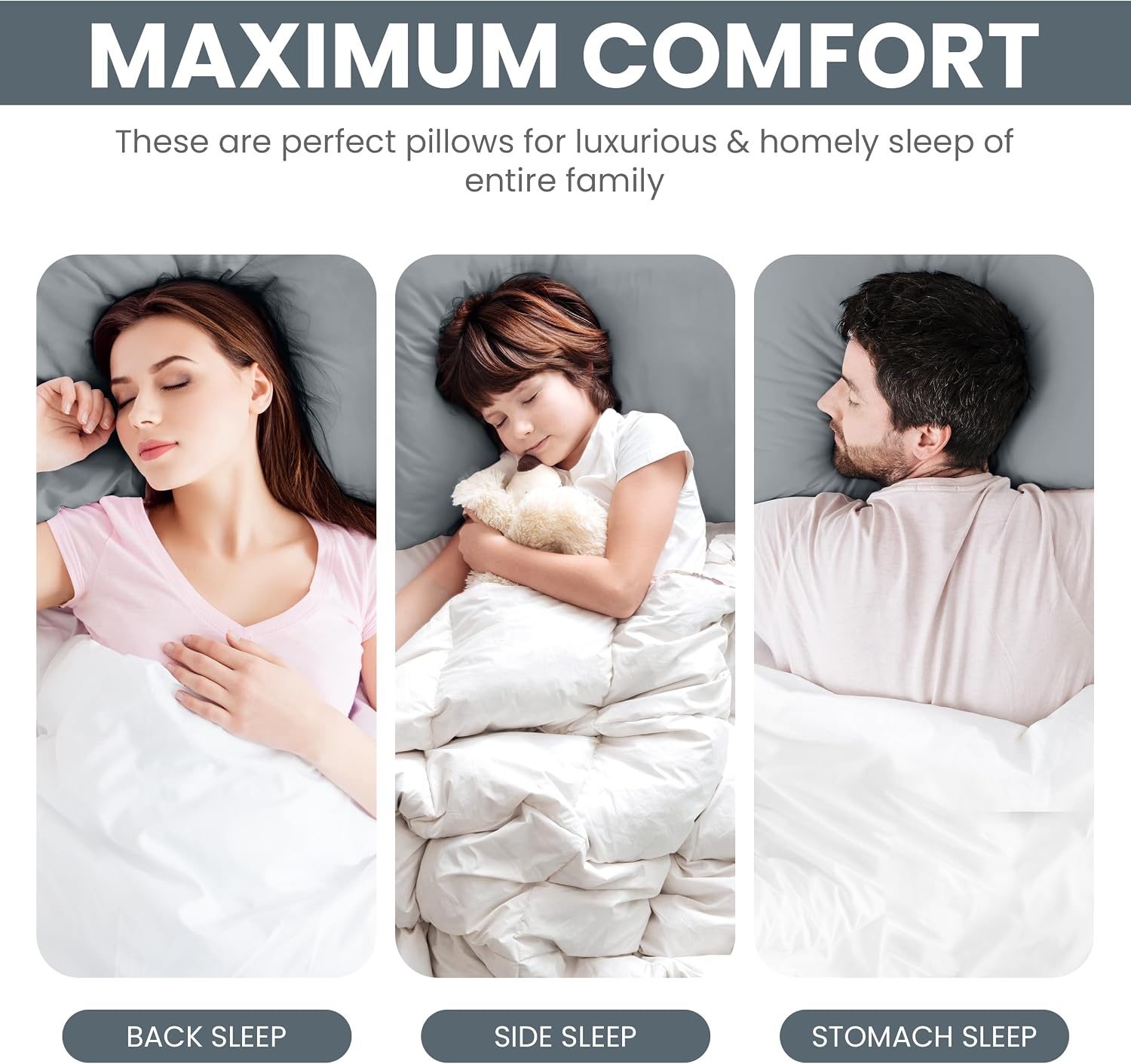 image:imageUtopia Bedding Kopfkissen 65x65 2er Set Schlafkissen Atmungsaktiv KissenGrau