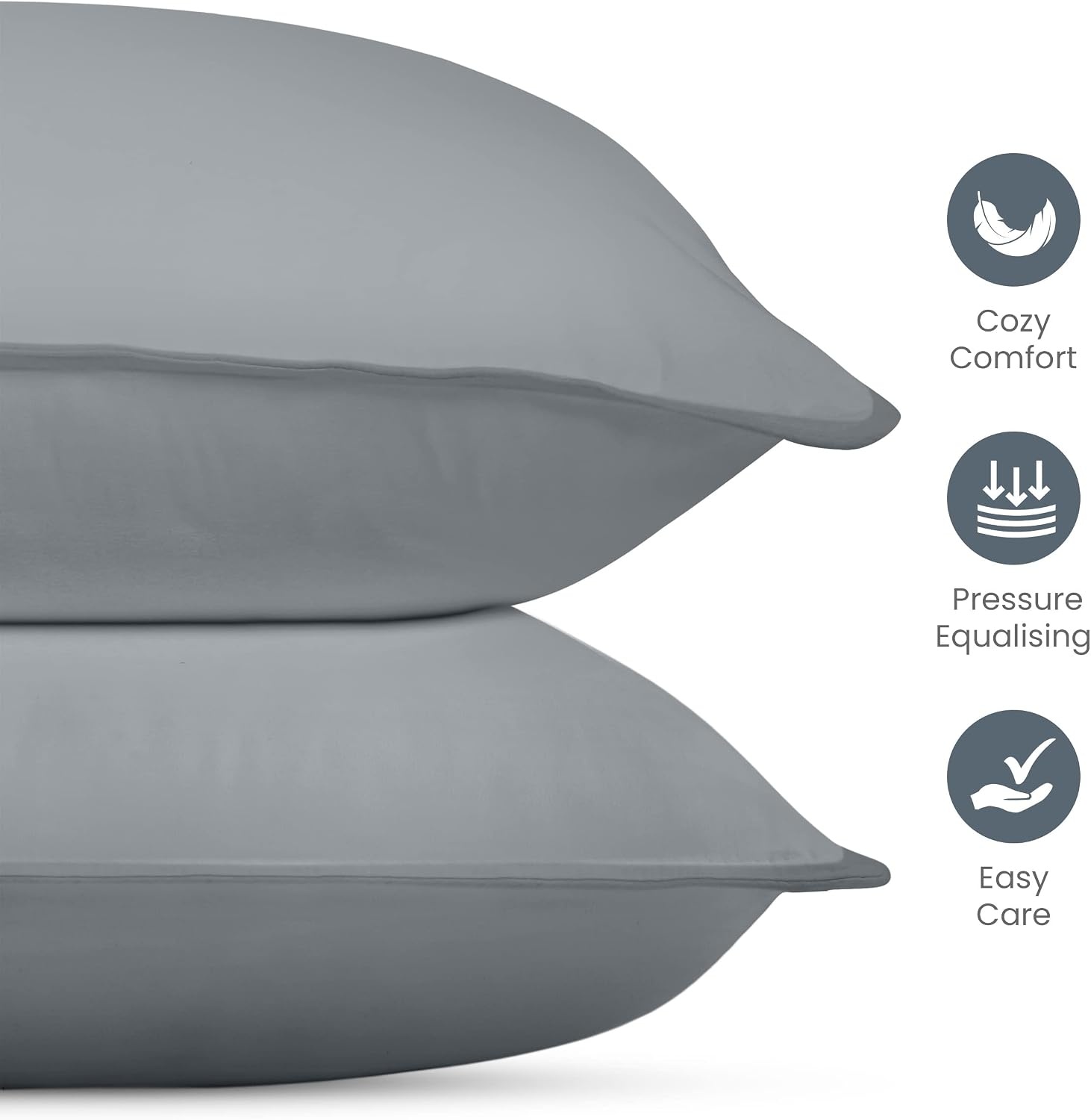 image:imageUtopia Bedding Kopfkissen 65x65 2er Set Schlafkissen Atmungsaktiv KissenGrau