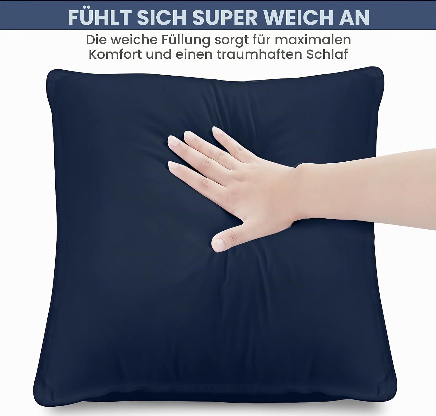 image:imageUtopia Bedding Kopfkissen 65x65 2er Set Schlafkissen Atmungsaktiv KissenMarineblau
