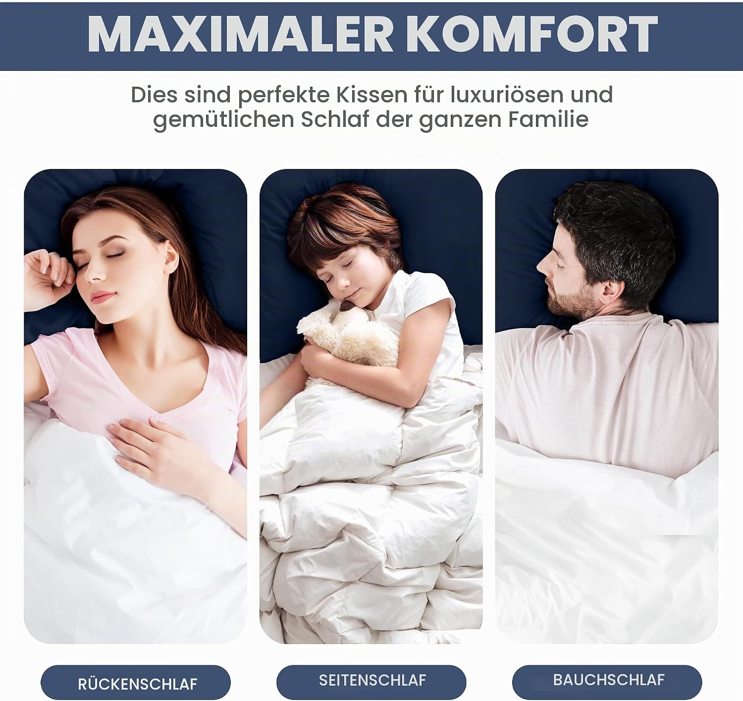 image:imageUtopia Bedding Kopfkissen 65x65 2er Set Schlafkissen Atmungsaktiv KissenMarineblau