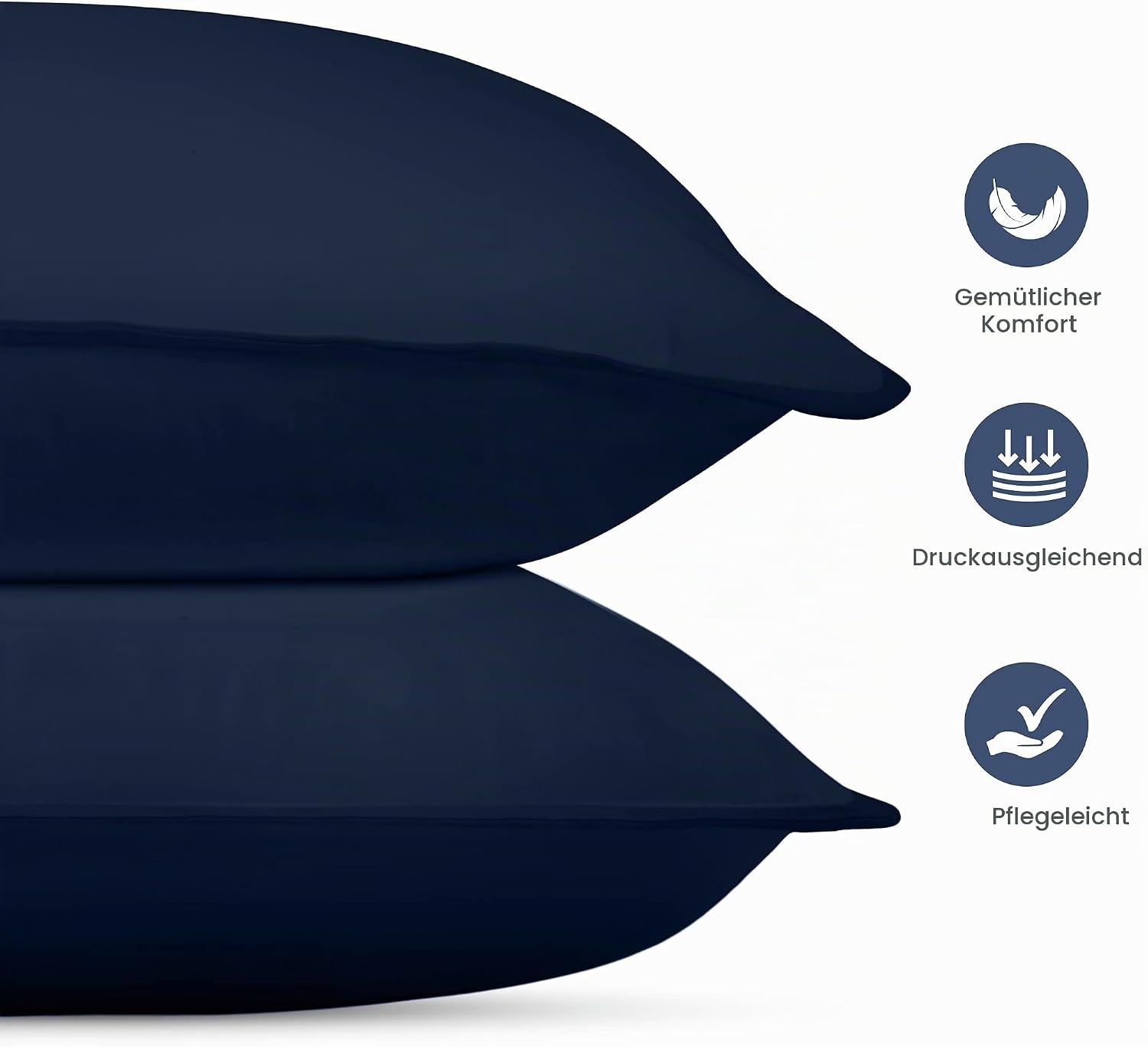 image:imageUtopia Bedding Kopfkissen 65x65 2er Set Schlafkissen Atmungsaktiv KissenMarineblau
