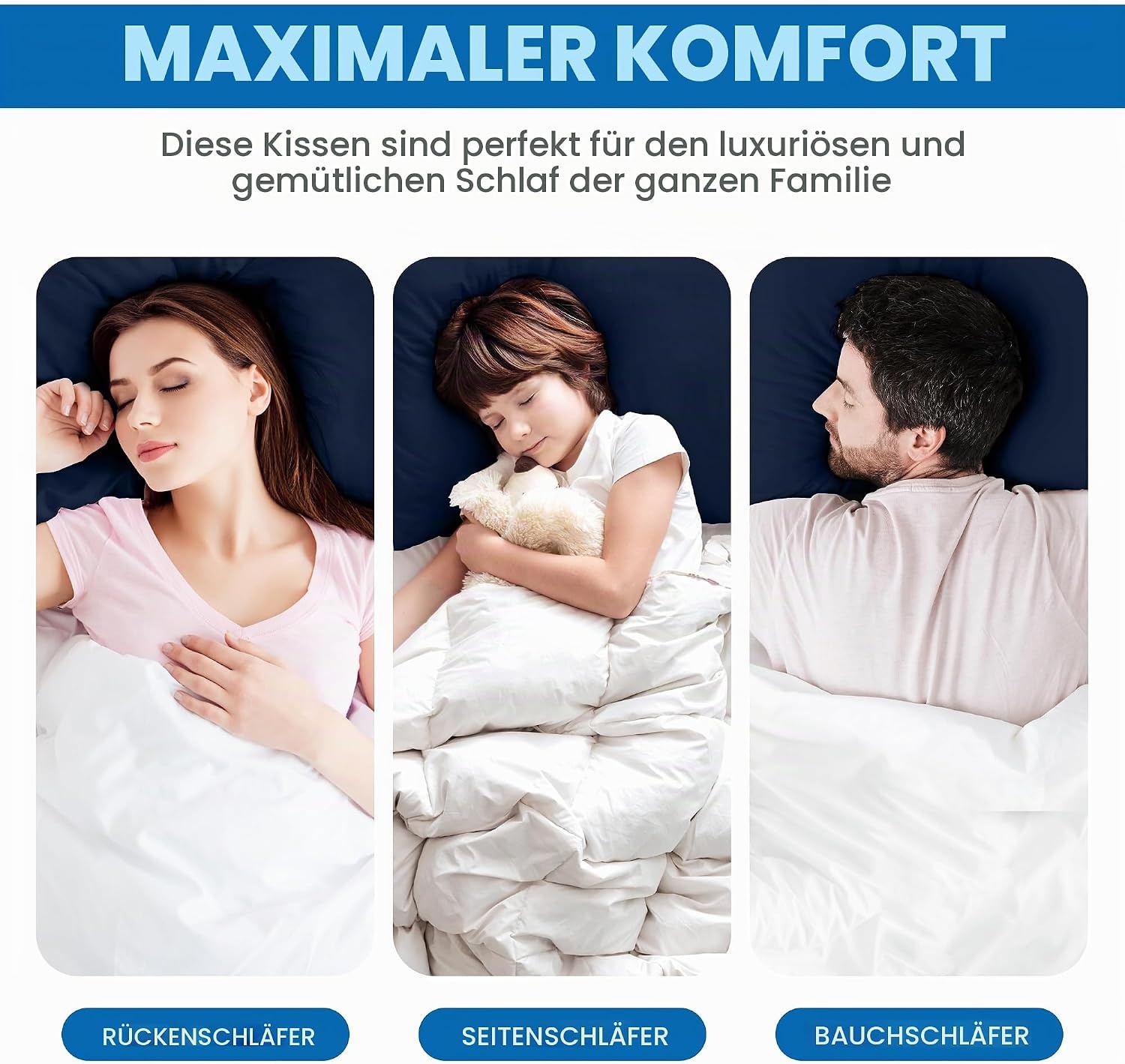 image:imageUtopia Bedding Kopfkissen 65x65 2er Set Schlafkissen Atmungsaktiv KissenMarineblau