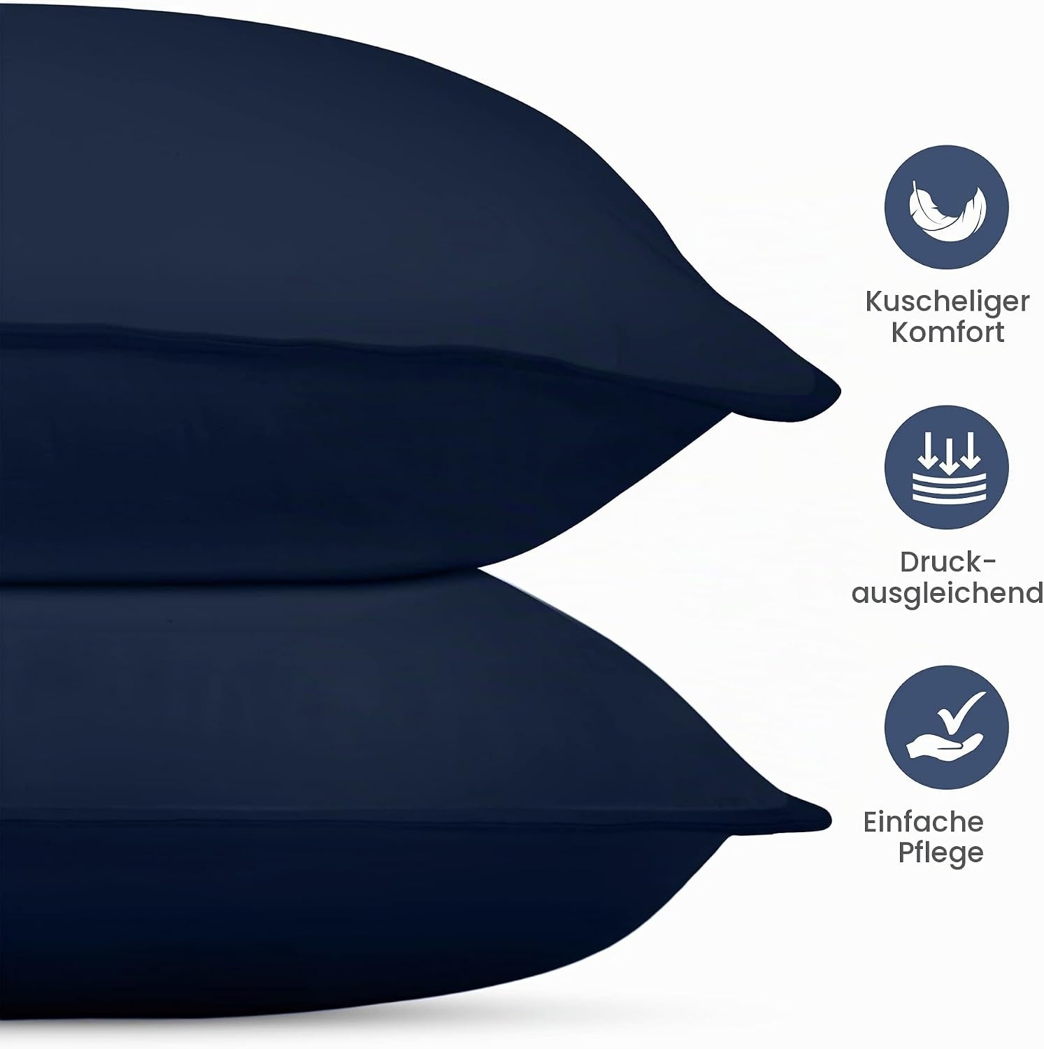 image:imageUtopia Bedding Kopfkissen 65x65 2er Set Schlafkissen Atmungsaktiv KissenMarineblau