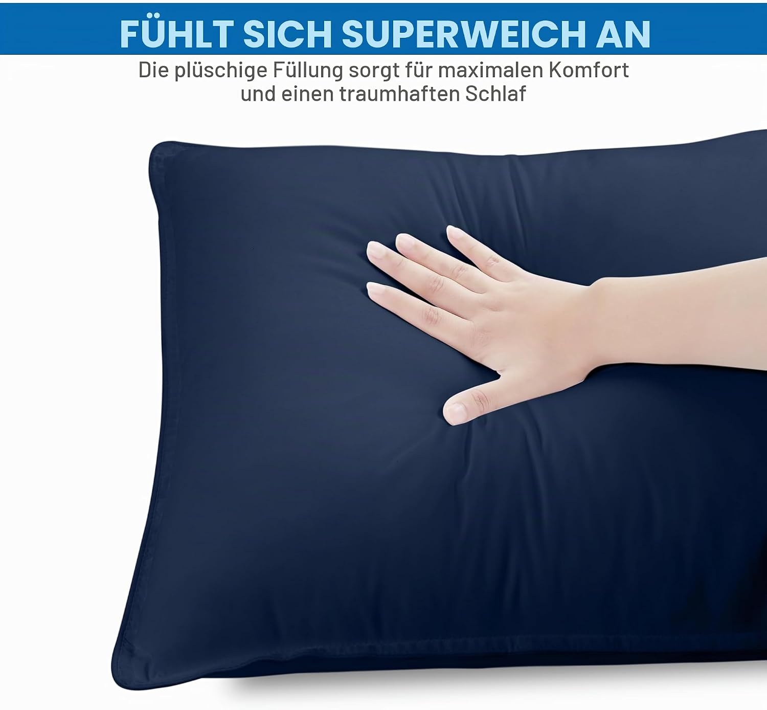 image:imageUtopia Bedding Kopfkissen 65x65 2er Set Schlafkissen Atmungsaktiv KissenMarineblau