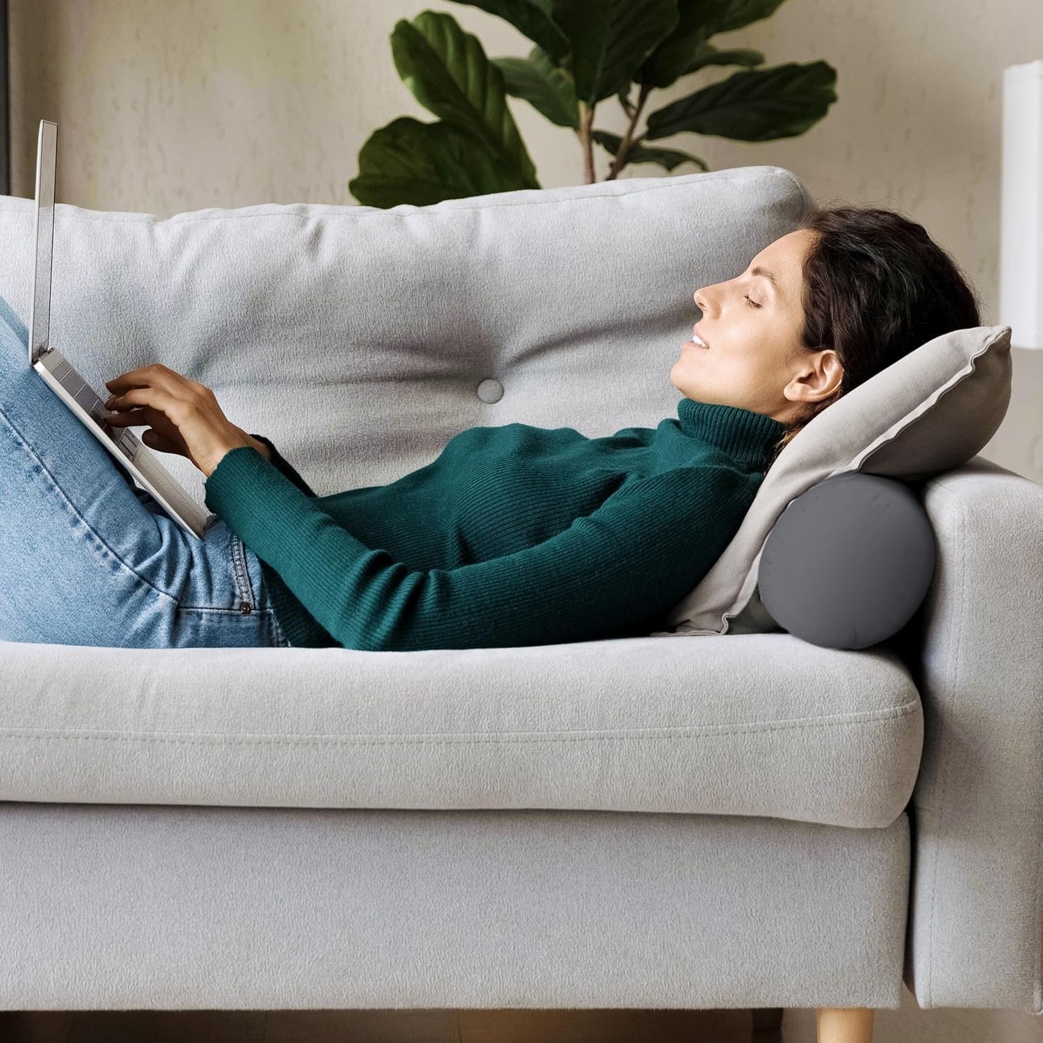 image:imageUtopia Bedding Nackenrolle 2er Set Kissenrolle Knierolle LagerungsrolleGrau