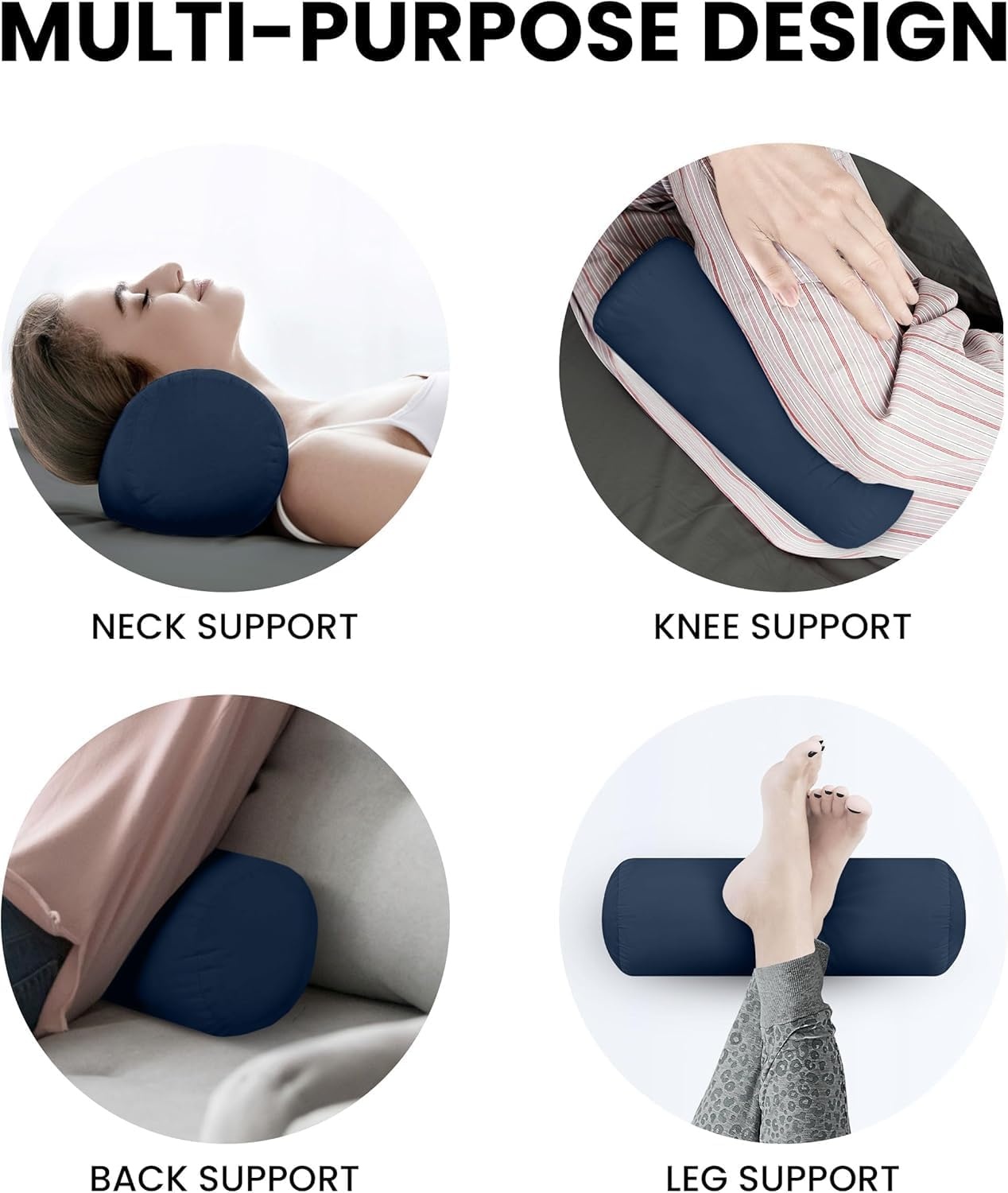 image:imageUtopia Bedding Nackenrolle 2er Set Kissenrolle Knierolle LagerungsrolleMarineblau