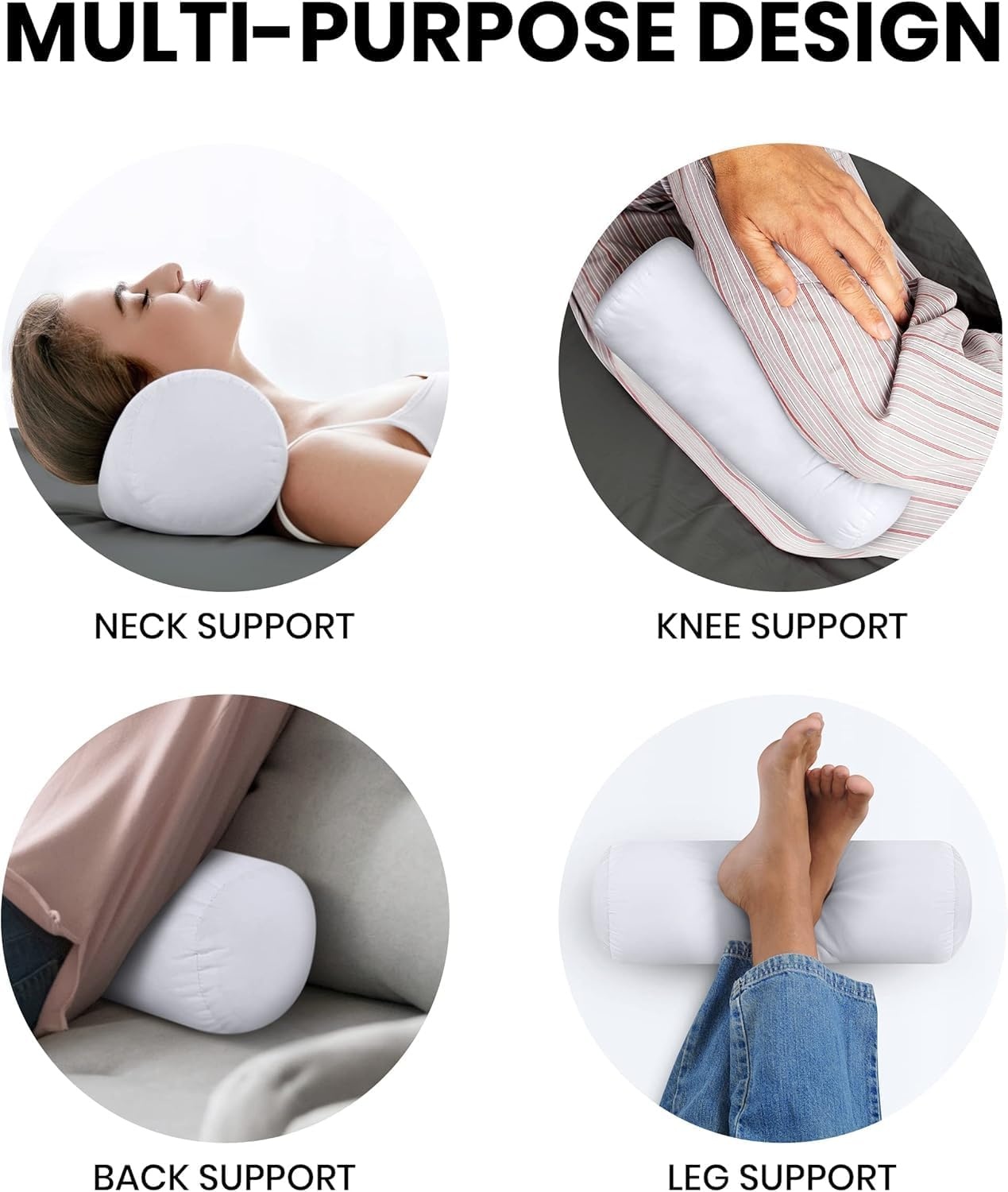image:imageUtopia Bedding Nackenrolle 2er Set Kissenrolle Knierolle LagerungsrolleWei