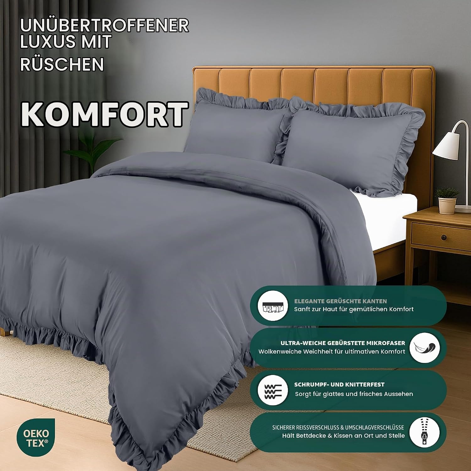 image:imageUtopia Bedding Rsche Bettwsche 135x200 Set GrauGrau