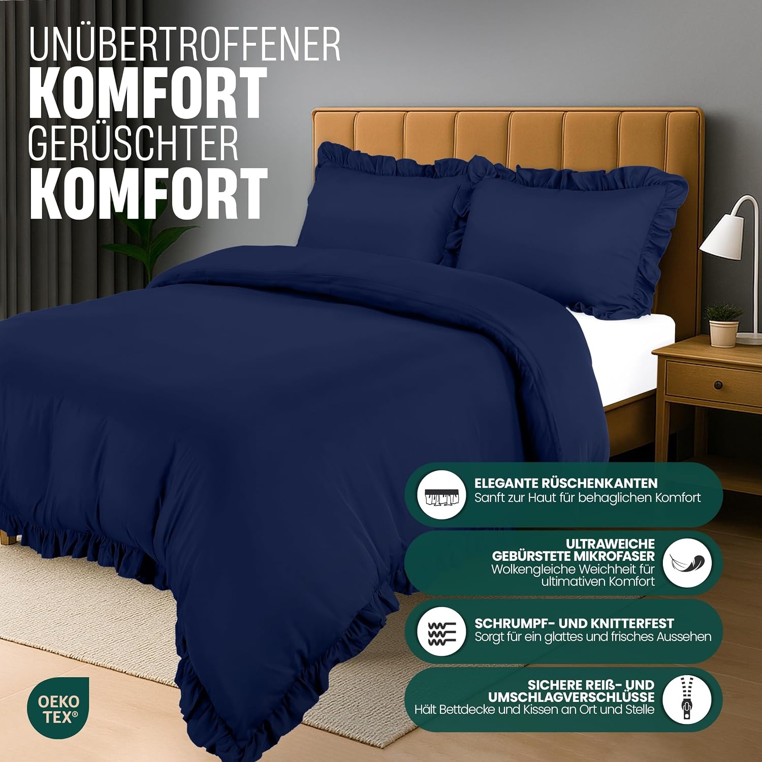 image:imageUtopia Bedding Rsche Bettwsche 135x200 Set GrauMarineblau