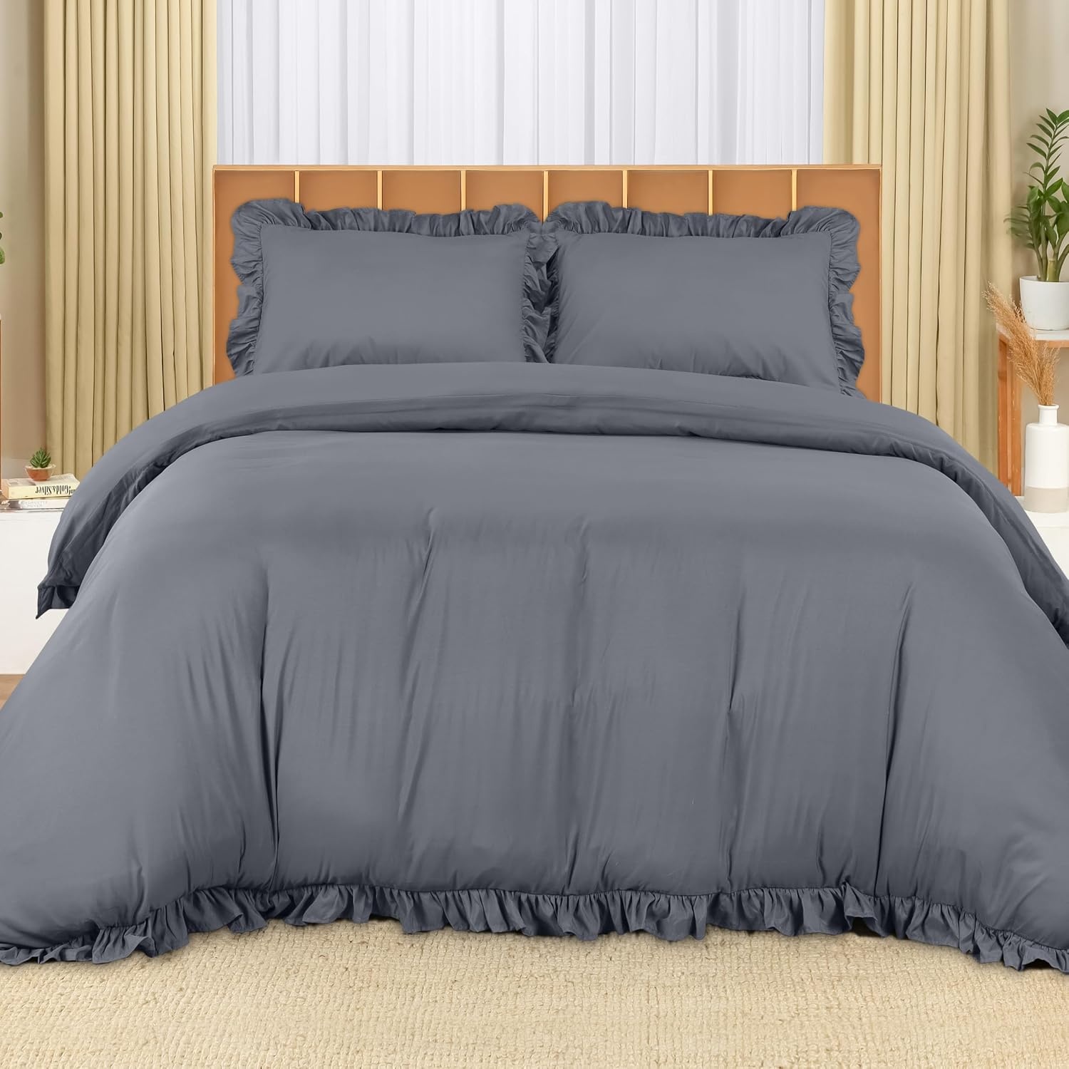 image:imageUtopia Bedding Rsche Bettwsche 135x200 Set SchwarzGrau
