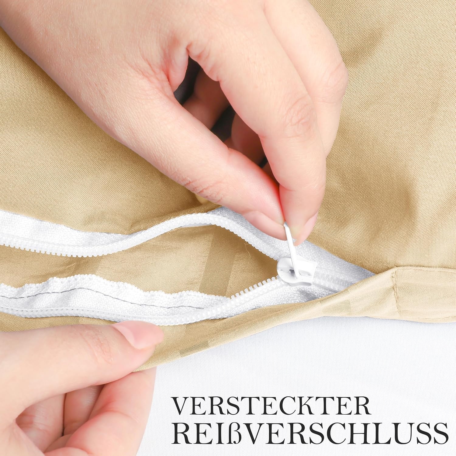 image:imageUtopia Bedding Seersucker Bettwsche 135x200 4teilig Mikrofaser Polyester 2 Bettbezug 135x200 cm 2 Kissenbezug 80x80 cm WeiBeige