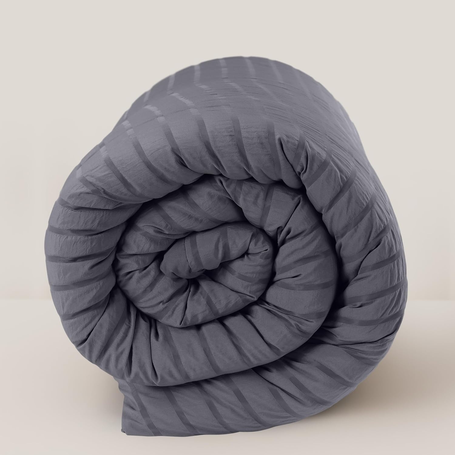image:imageUtopia Bedding Seersucker Bettwsche 135x200 4teilig Mikrofaser Polyester 2 Bettbezug 135x200 cm 2 Kissenbezug 80x80 cm WeiGrau