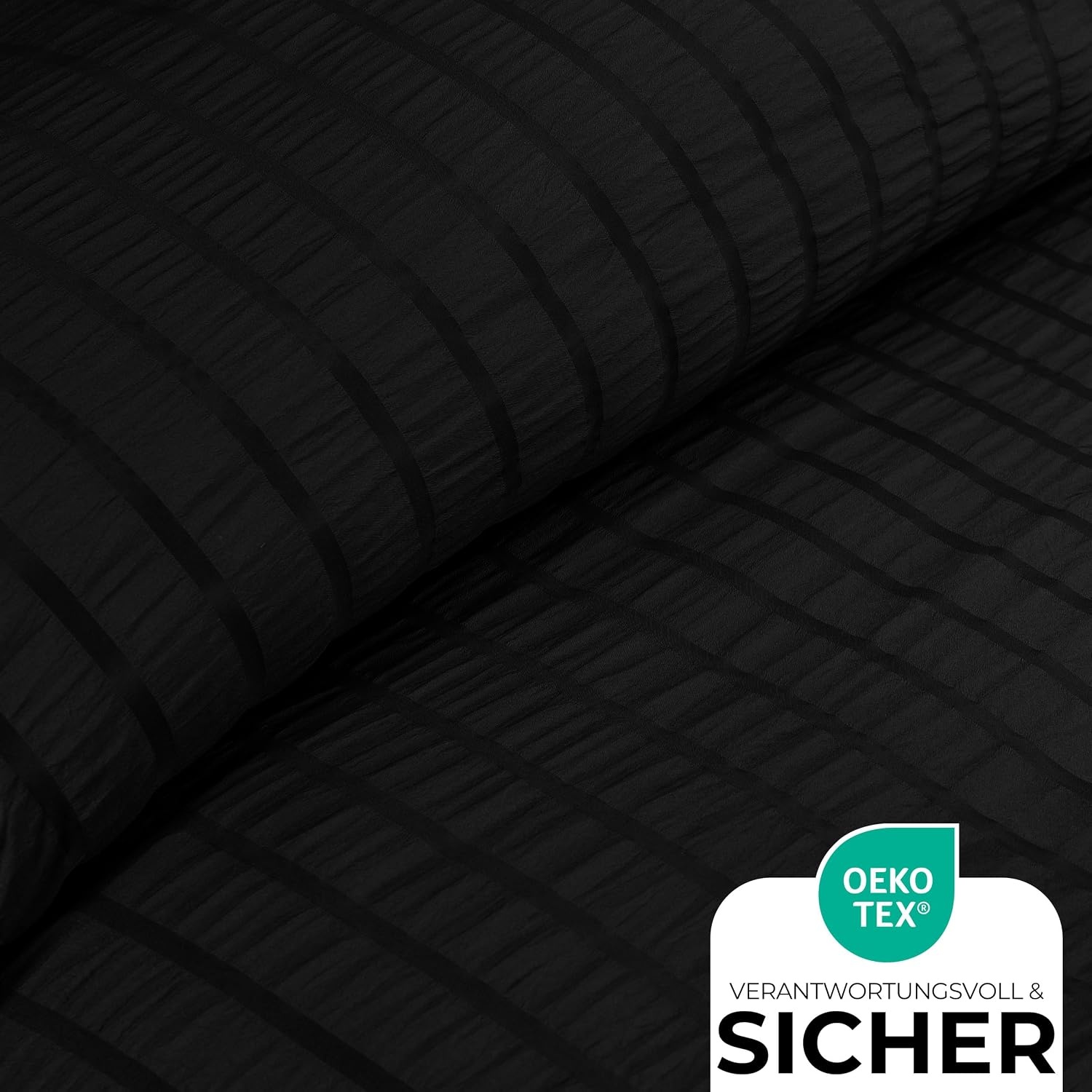 image:imageUtopia Bedding Seersucker Bettwsche 135x200 4teilig Mikrofaser Polyester 2 Bettbezug 135x200 cm 2 Kissenbezug 80x80 cm WeiSchwarz