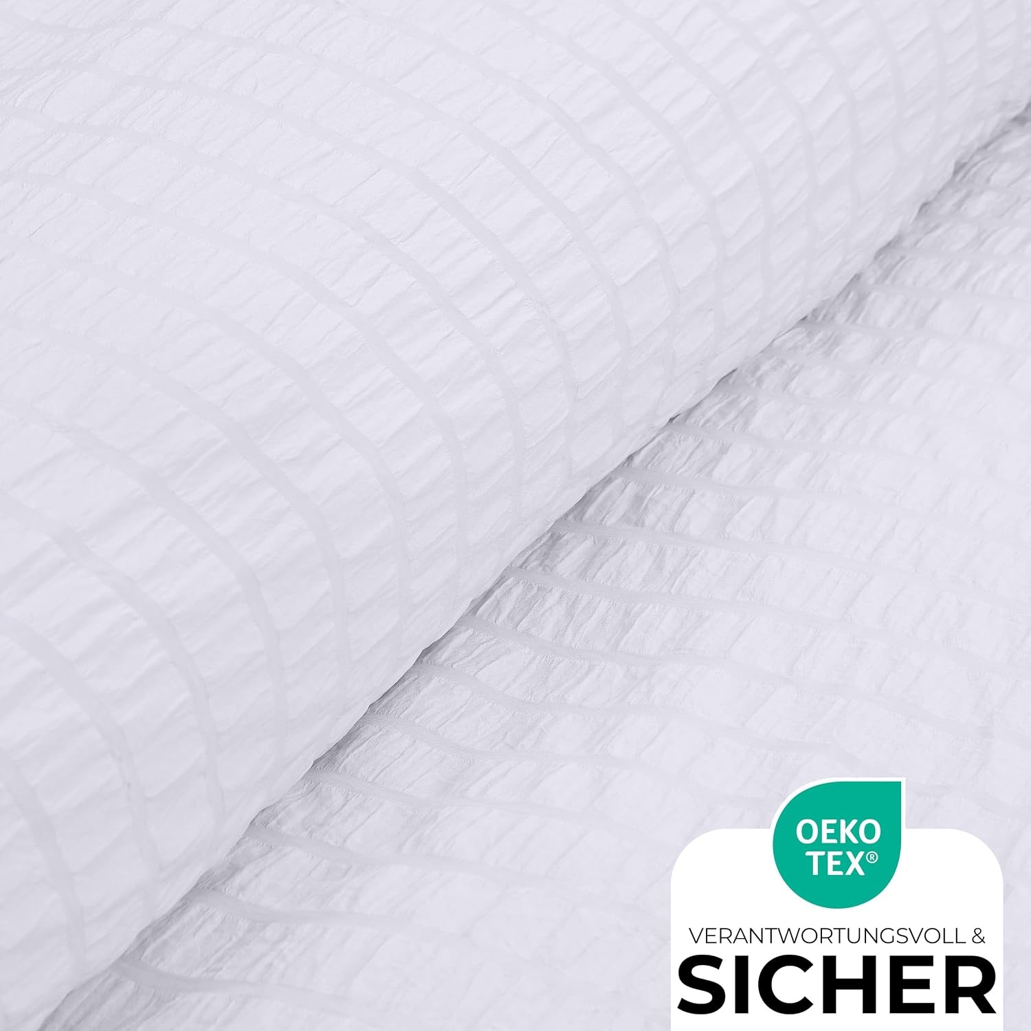 image:imageUtopia Bedding Seersucker Bettwsche 135x200 4teilig Mikrofaser Polyester 2 Bettbezug 135x200 cm 2 Kissenbezug 80x80 cm WeiWei