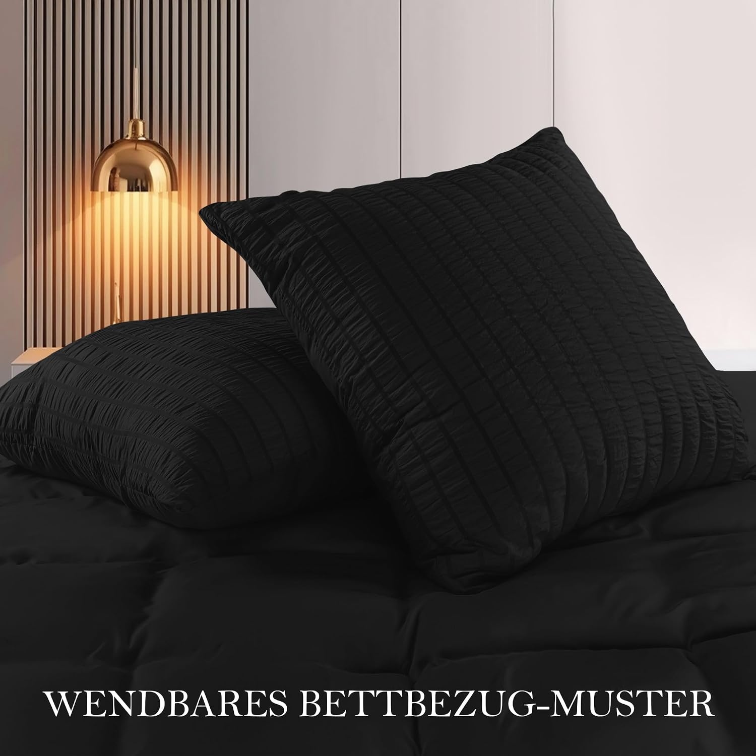 image:imageUtopia Bedding Seersucker Bettwsche 135x200 Set Mikrofaser Polyester Bettbezug 135x200 cm 1 Kissenbezug 80x80 cm BeigeSchwarz