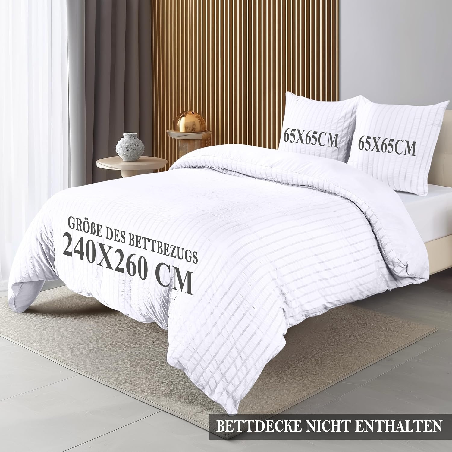 image:imageUtopia Bedding Seersucker Bettwsche 135x200 Set Mikrofaser Polyester Bettbezug 135x200 cm 1 Kissenbezug 80x80 cm BeigeWei