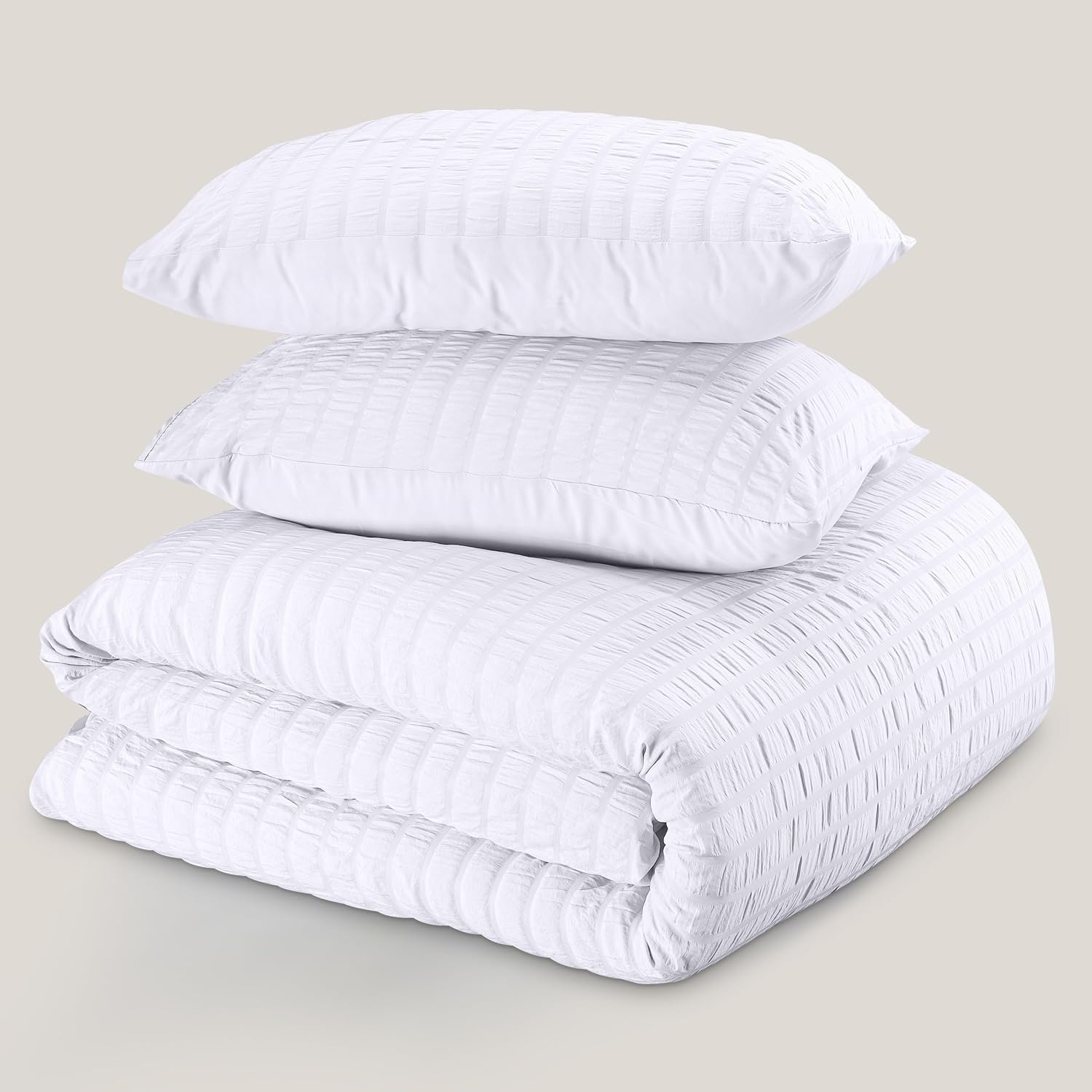 image:imageUtopia Bedding Seersucker Bettwsche 135x200 Set Mikrofaser Polyester Bettbezug 135x200 cm 1 Kissenbezug 80x80 cm BeigeWei