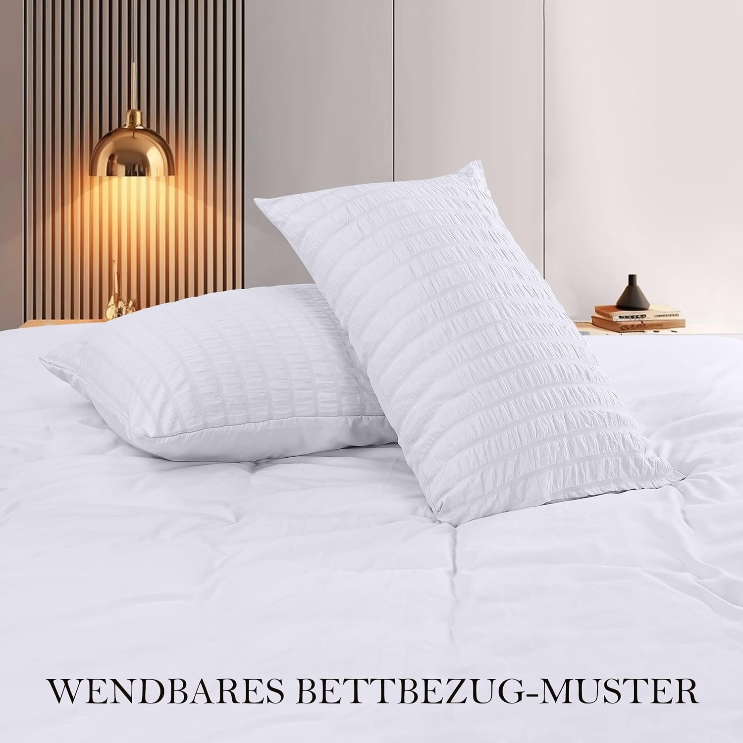 image:imageUtopia Bedding Seersucker Bettwsche 135x200 Set Mikrofaser Polyester Bettbezug 135x200 cm 1 Kissenbezug 80x80 cm BeigeWei