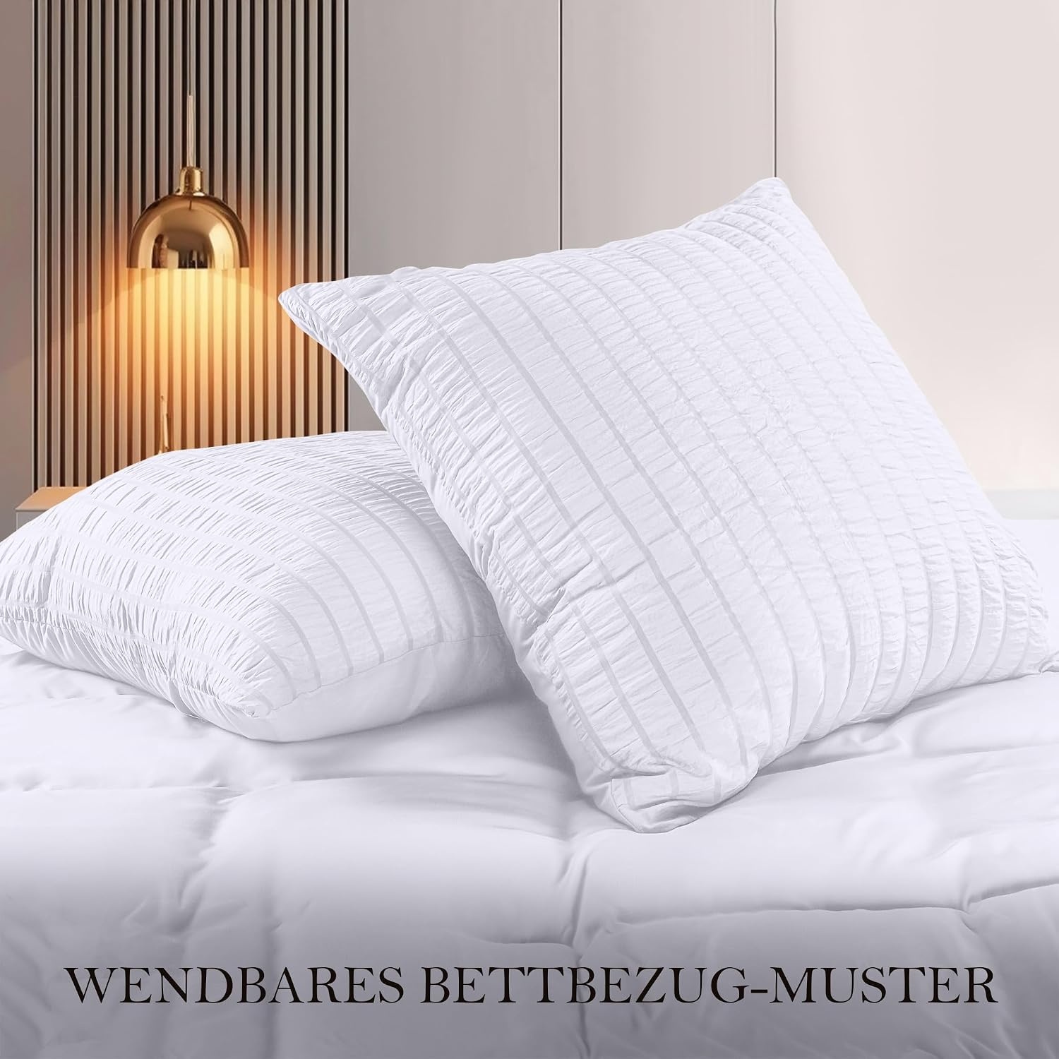 image:imageUtopia Bedding Seersucker Bettwsche 135x200 Set Mikrofaser Polyester Bettbezug 135x200 cm 1 Kissenbezug 80x80 cm BeigeWei