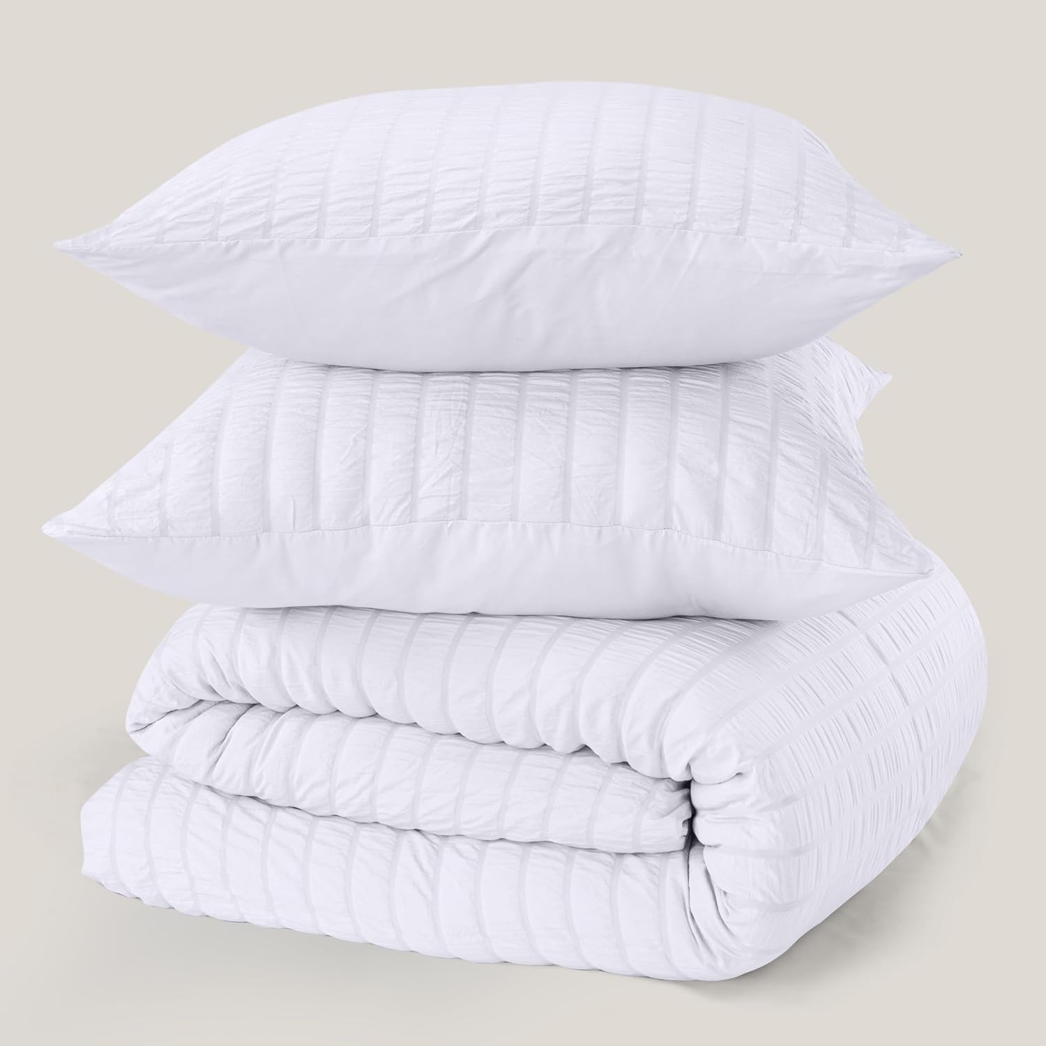 image:imageUtopia Bedding Seersucker Bettwsche 135x200 Set Mikrofaser Polyester Bettbezug 135x200 cm 1 Kissenbezug 80x80 cm BeigeWei