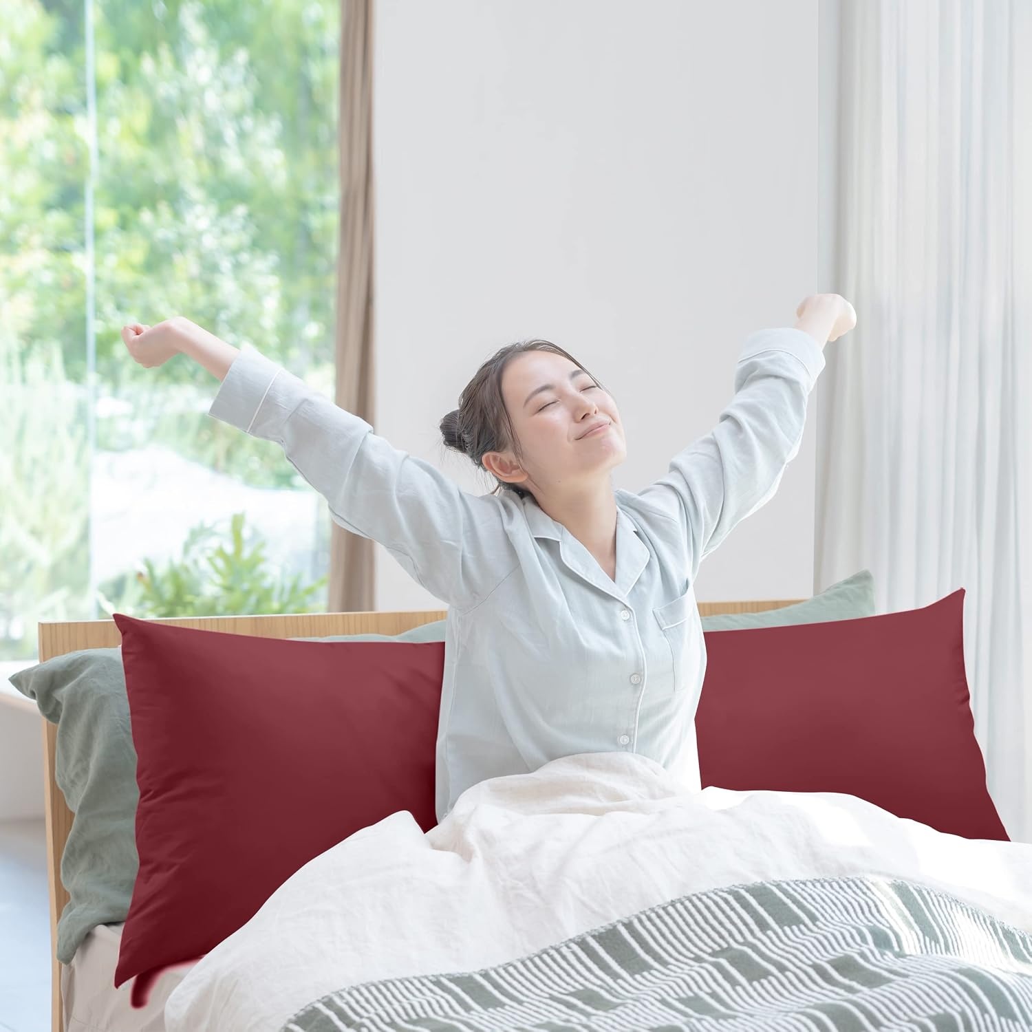 image:imageUtopia Bedding Seitenschlferkissen Krperkissen SchwangerschaftskissenBurgunderfarben