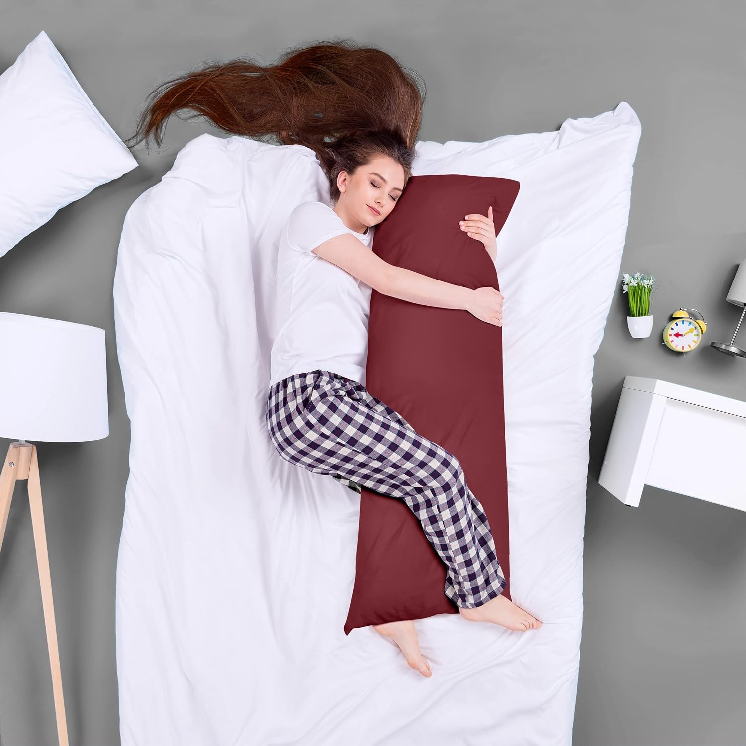 image:imageUtopia Bedding Seitenschlferkissen Krperkissen SchwangerschaftskissenBurgunderfarben