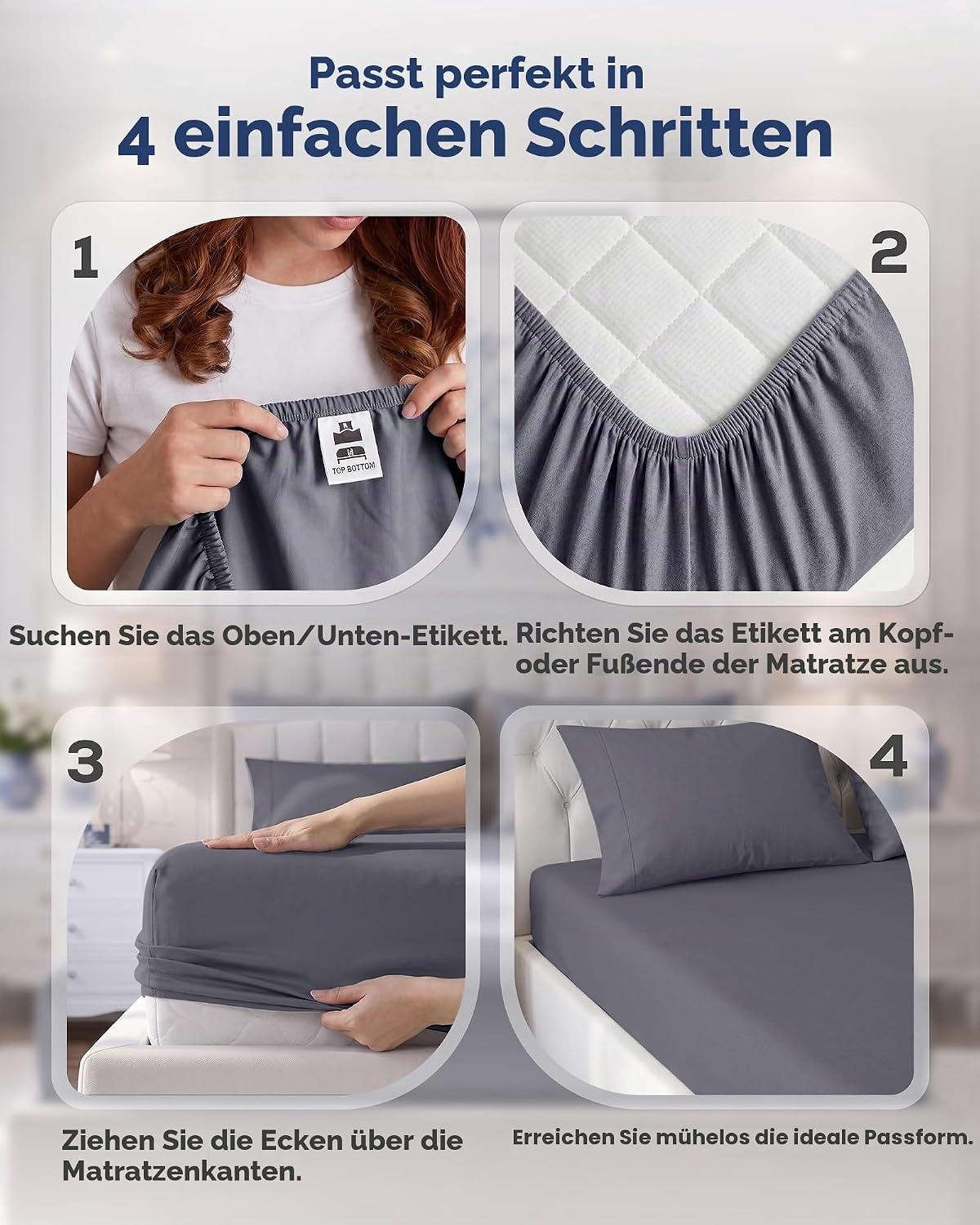 image:imageUtopia Bedding Spannbettlaken Packung mit 6 unteren Laken aus weicher gebrsteter Mikrofaser Tiefe Taschen knitterfrei lichtbestndig pflegeleicht GrauGrau