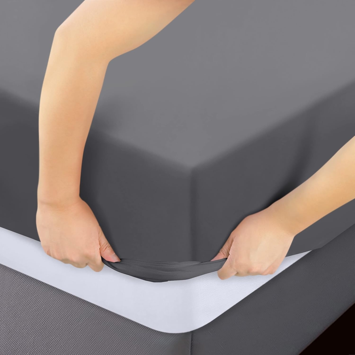 image:imageUtopia Bedding Spannbettlaken Packung mit 6 unteren Laken aus weicher gebrsteter Mikrofaser Tiefe Taschen knitterfrei lichtbestndig pflegeleicht GrauGrau