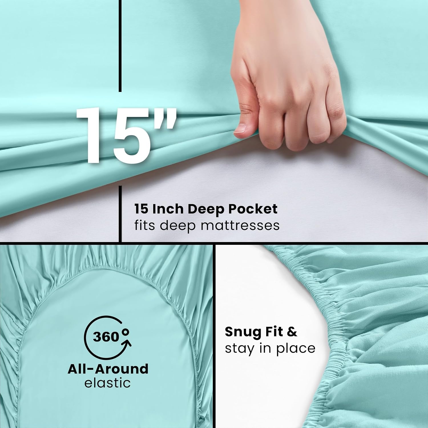 image:imageUtopia Bedding Spannbettlaken Packung mit 6 unteren Laken aus weicher gebrsteter Mikrofaser Tiefe Taschen knitterfrei lichtbestndig pflegeleicht GrauSpa Blau