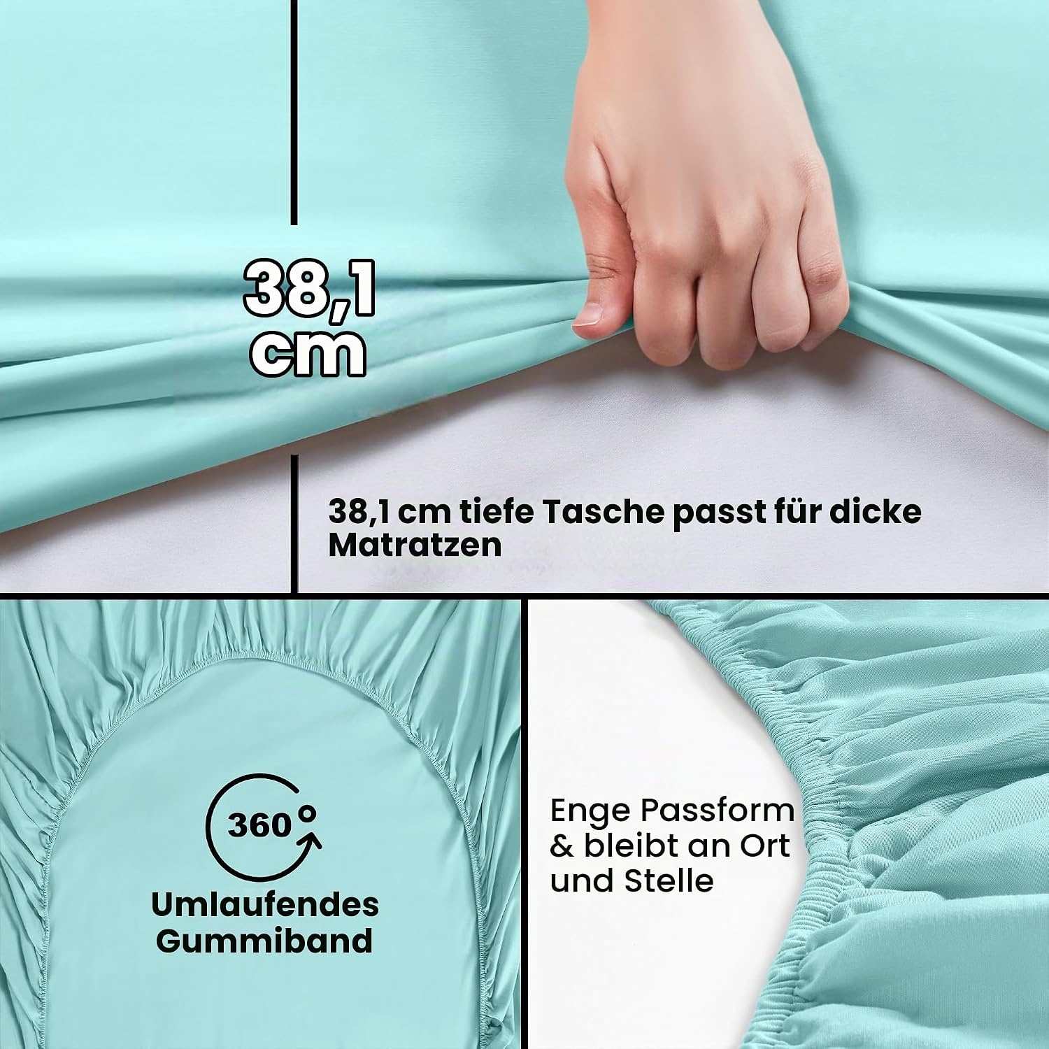 image:imageUtopia Bedding Spannbettlaken Packung mit 6 unteren Laken aus weicher gebrsteter Mikrofaser Tiefe Taschen knitterfrei lichtbestndig pflegeleicht GrauSpa Blau