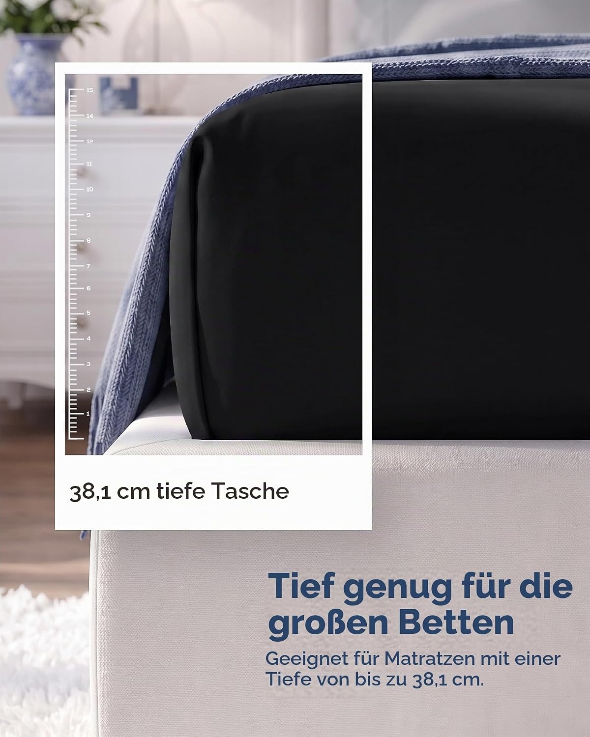 image:imageUtopia Bedding Spannbettlaken Packung mit 6 unteren Laken aus weicher gebrsteter Mikrofaser Tiefe Taschen knitterfrei lichtbestndig pflegeleicht GrauSchwarz