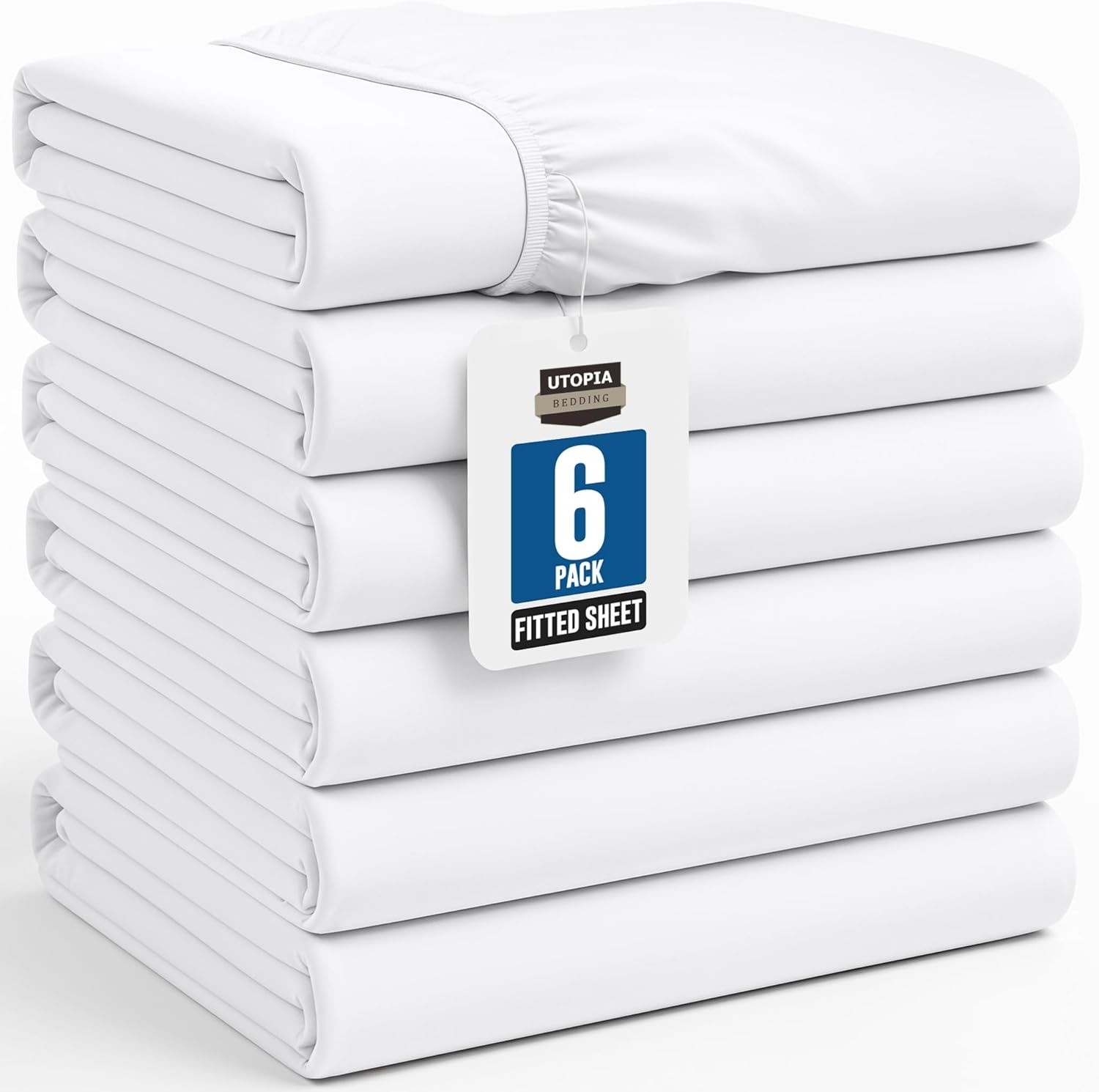 image:imageUtopia Bedding Spannbettlaken Packung mit 6 unteren Laken aus weicher gebrsteter Mikrofaser Tiefe Taschen knitterfrei lichtbestndig pflegeleicht GrauWei