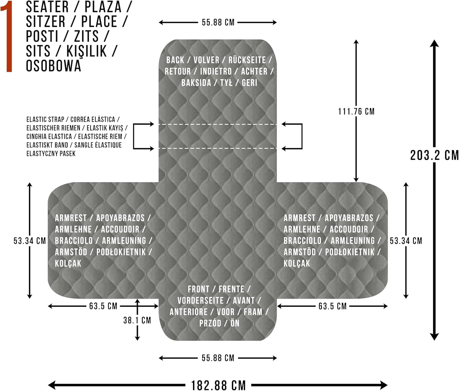 image:imageUtopia Bedding Wasserbweisend Sofa berzug 1 Sitzer rutschfeste Reversible sofabezug fr heimtiere mit elastischen Gurten Sofaschoner Grau