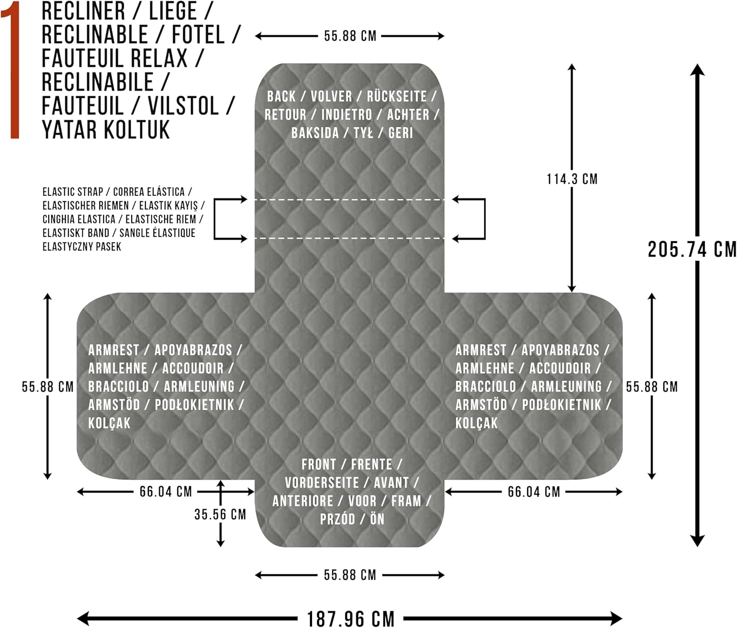 image:imageUtopia Bedding Wasserbweisend Sofa berzug Liegesessel rutschfeste Reversible sofabezug fr heimtiere mit elastischen Gurten Sofaschoner Grau