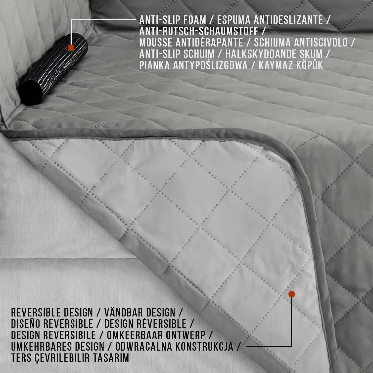 image:imageUtopia Bedding Wasserbweisend Sofa berzug Liegesessel rutschfeste Reversible sofabezug fr heimtiere mit elastischen Gurten Sofaschoner Grau